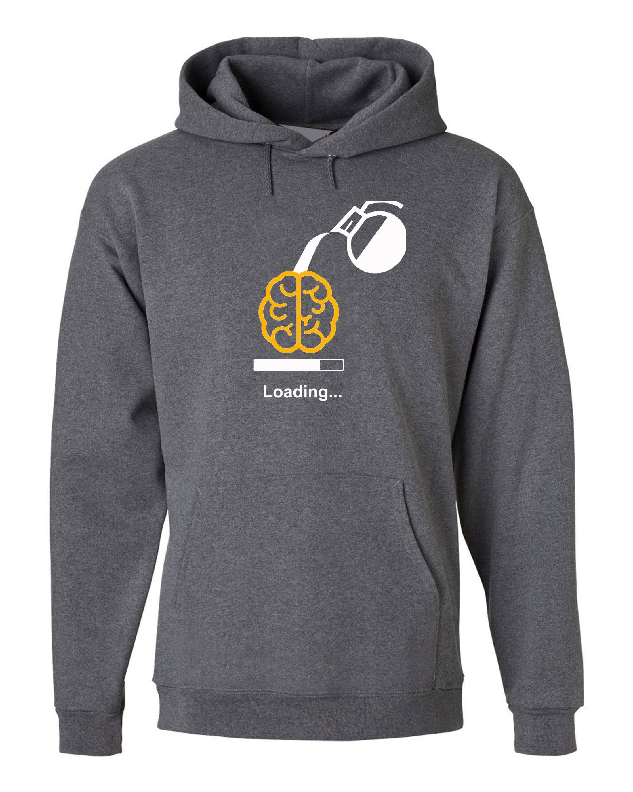 Mens Funny Brain loading Hoodie Hoody Hood Hooded Coffee Tea Lover Black Coffee Joke Womens Ladies Top Gift Birthday Xmas