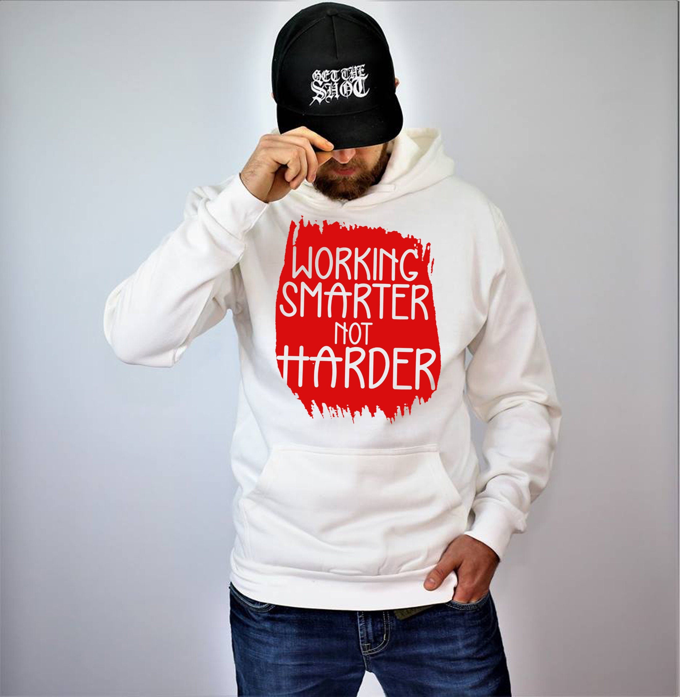 Working Smarter Not Harder Hoodie Hoody Hood Hooded Inspirational Funny Motivational Gift for Friends Birthday Present Graduation