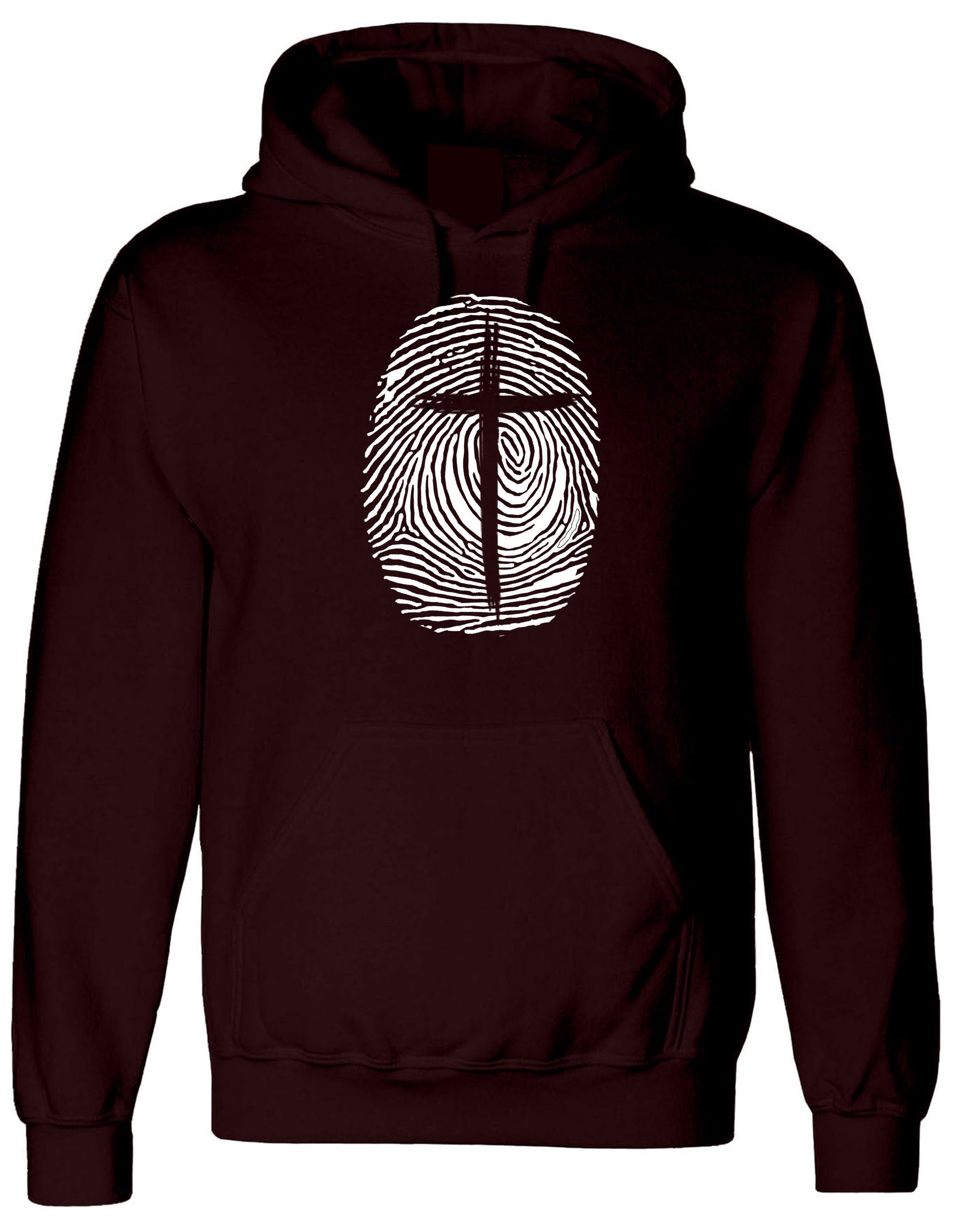 Christian Religion identity Fingerprint Cross Hoodie Hoody Hood Hooded Christmas Gift Xmas Present Top Birthday Mens Unisex Christ