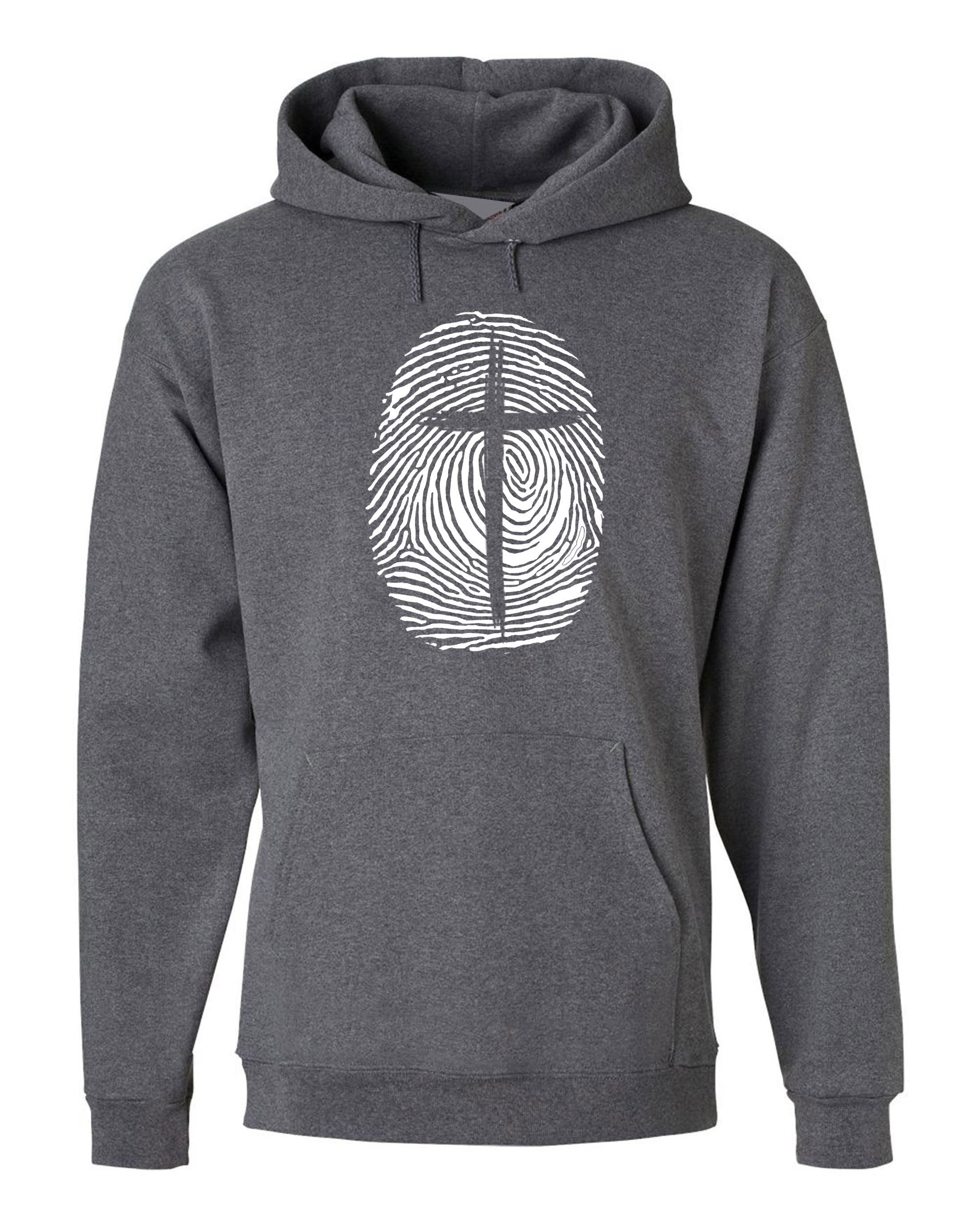 Christian Religion identity Fingerprint Cross Hoodie Hoody Hood Hooded Christmas Gift Xmas Present Top Birthday Mens Unisex Christ