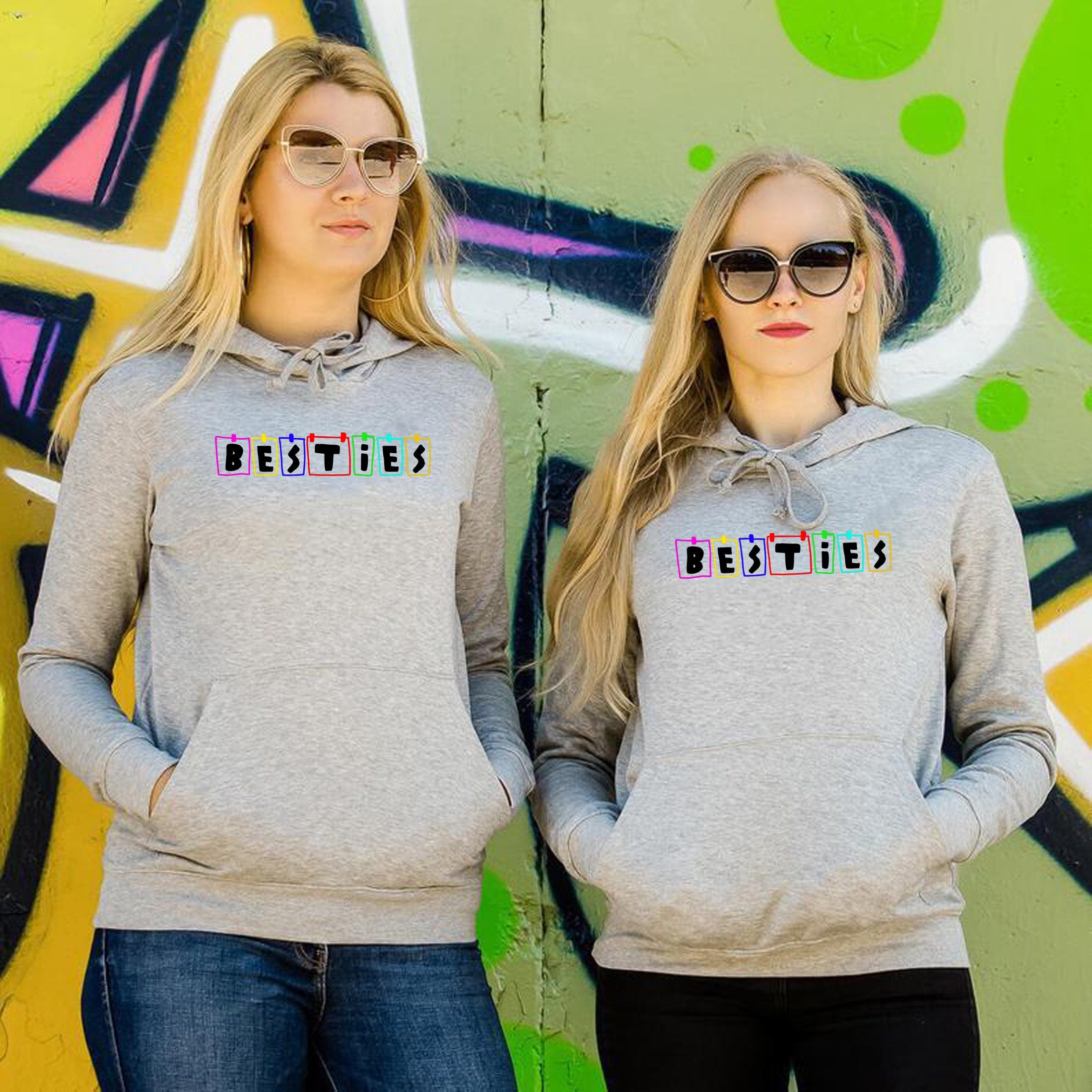 Friendship Day Hoodies Besties Hoodie Hoody Hood Hooded Unisex BFF Best Friends forever Couple Matching Top Cute Gift Birthday Gift