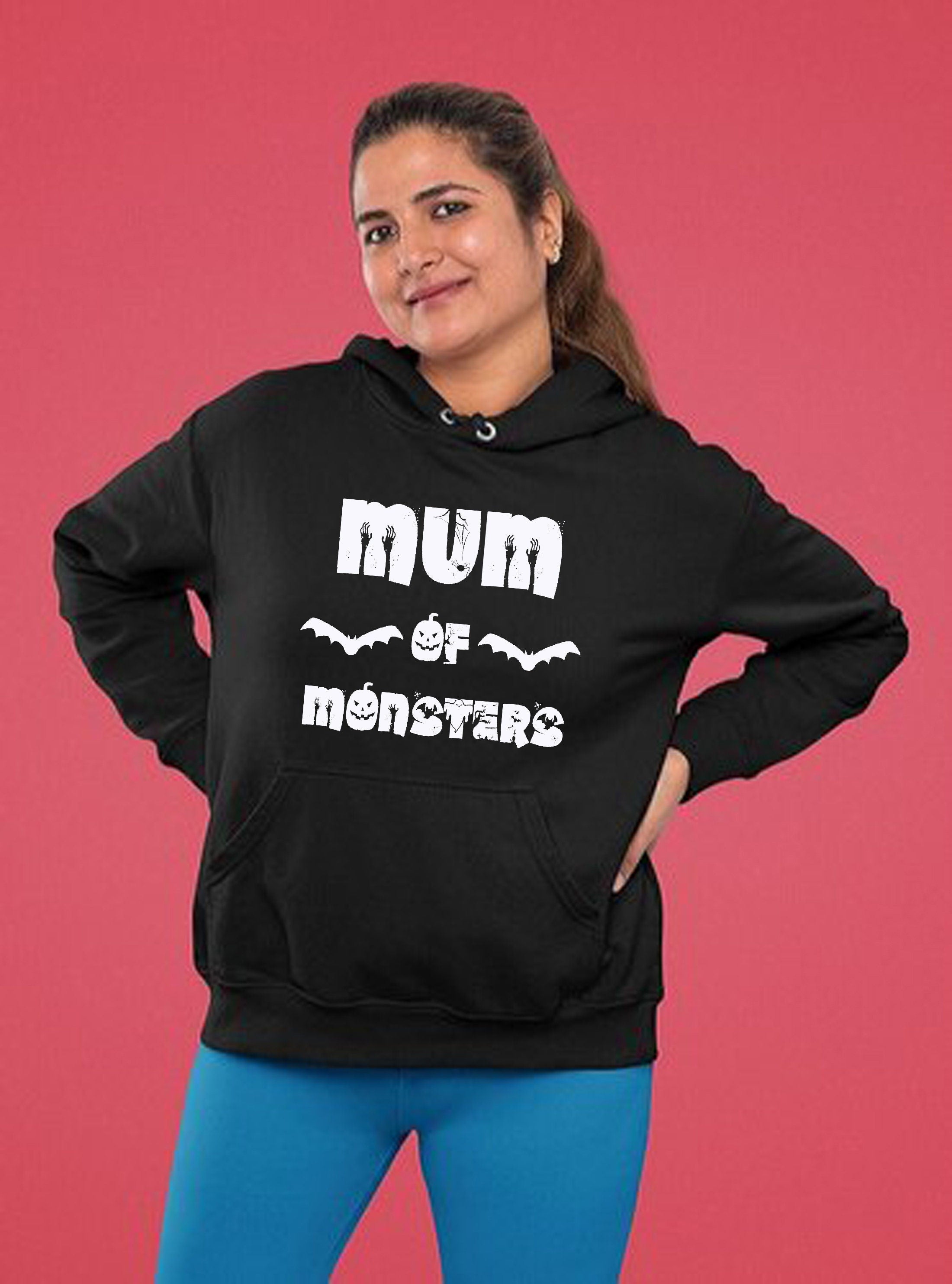 MUM of Monsters Funny Halloween Hoodie Hoody Hood Hooded Scary Boo Joke Humor Mother's gift Halloween Mum Mama Mommy Top