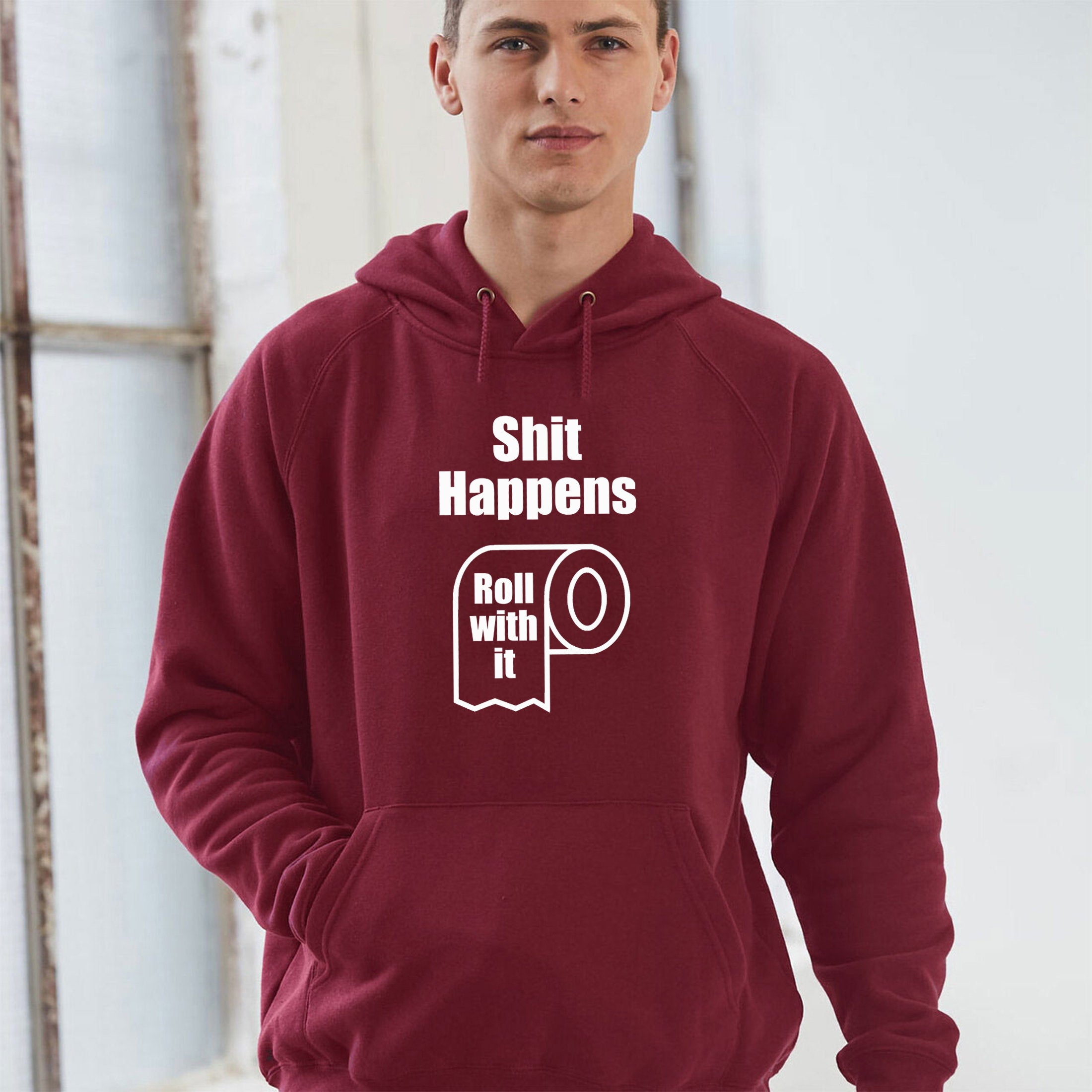 SH*T Happens Funny Rude Sarcastic Unisex Hoodie Hoody Hood Hooded Birthday Gift Valentines Inspirational BFF Present Top