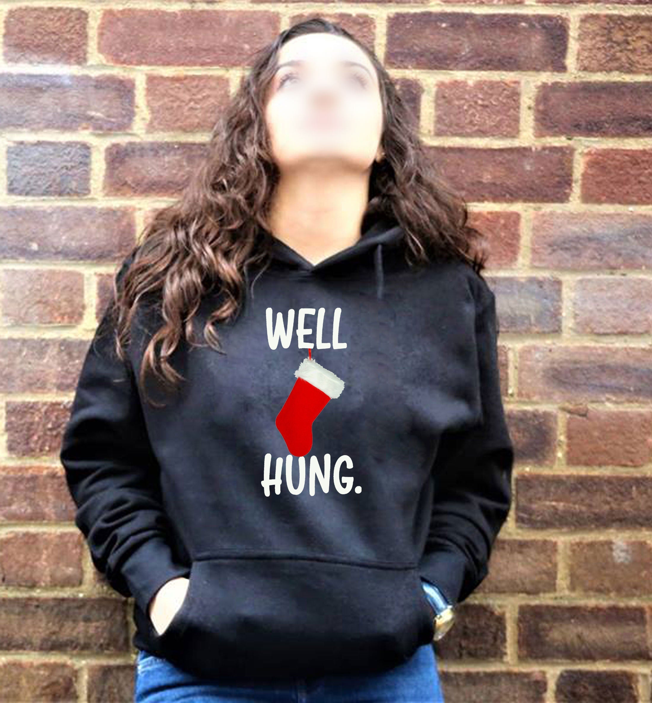 Well Hung Funny Christmas Hoodie Hoody Hood Hooded Santa Socks Santa Stockings Humor Adult Joke Xmas Present Gift Sarcastic