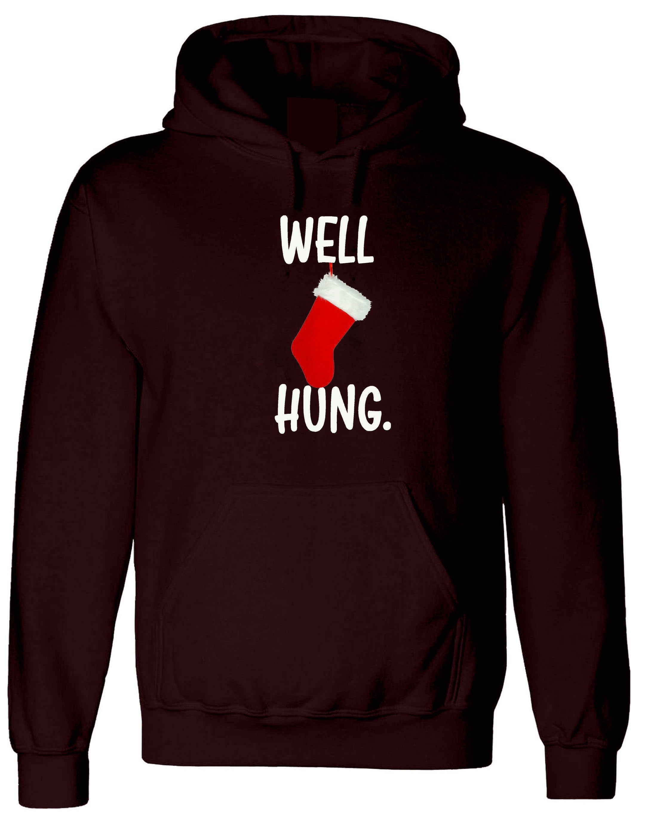 Well Hung Funny Christmas Hoodie Hoody Hood Hooded Santa Socks Santa Stockings Humor Adult Joke Xmas Present Gift Sarcastic