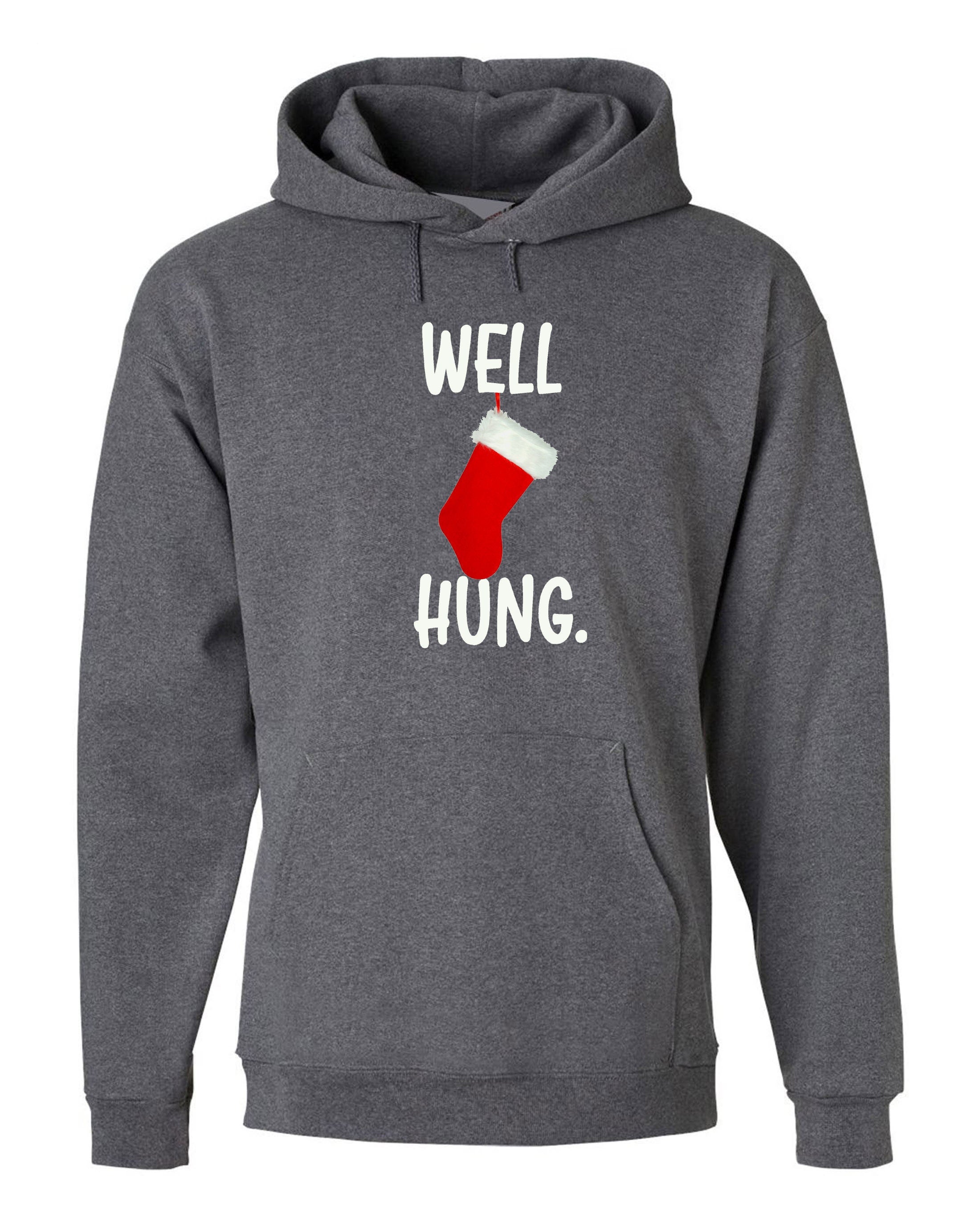 Well Hung Funny Christmas Hoodie Hoody Hood Hooded Santa Socks Santa Stockings Humor Adult Joke Xmas Present Gift Sarcastic