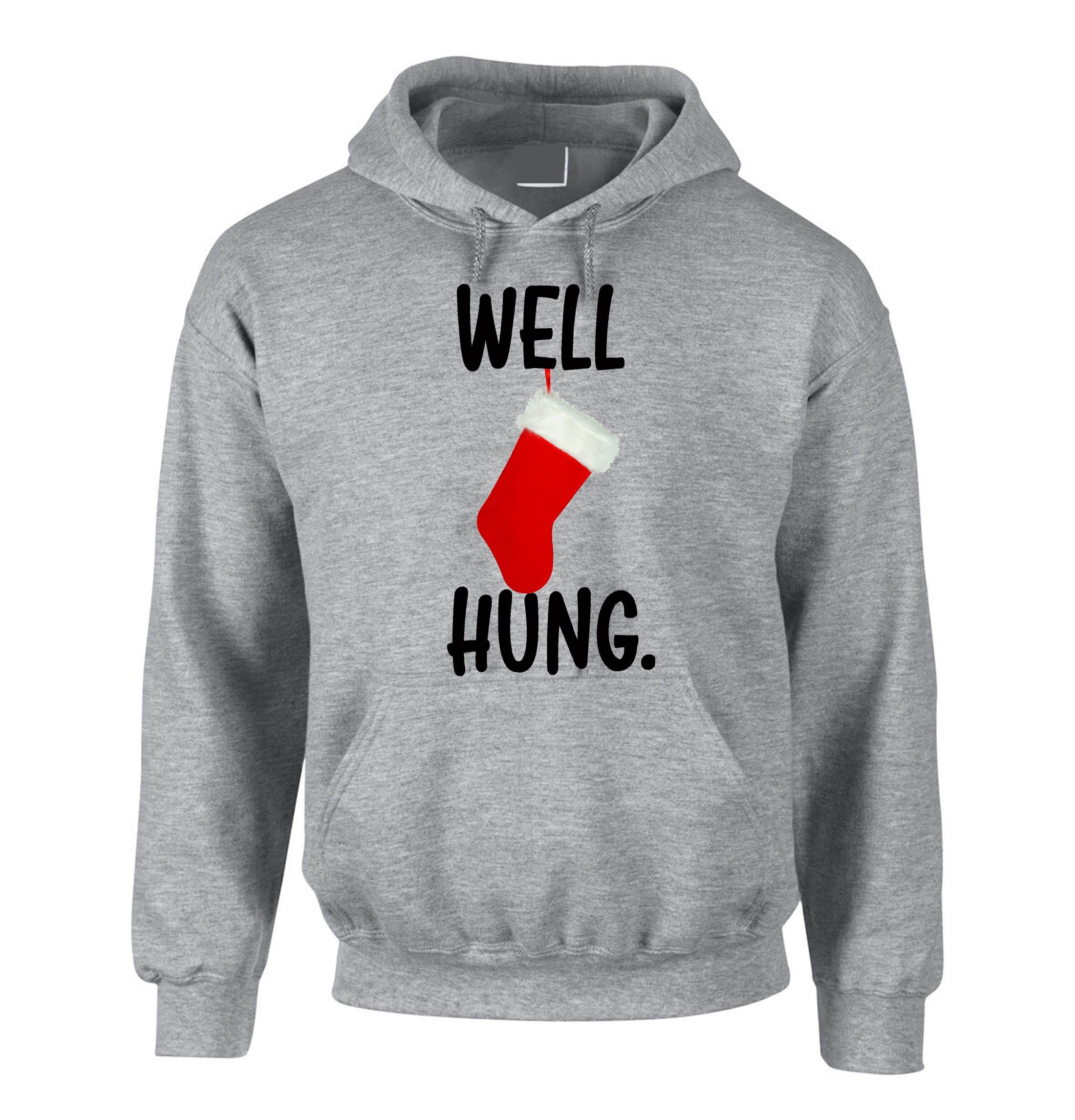 Well Hung Funny Christmas Hoodie Hoody Hood Hooded Santa Socks Santa Stockings Humor Adult Joke Xmas Present Gift Sarcastic