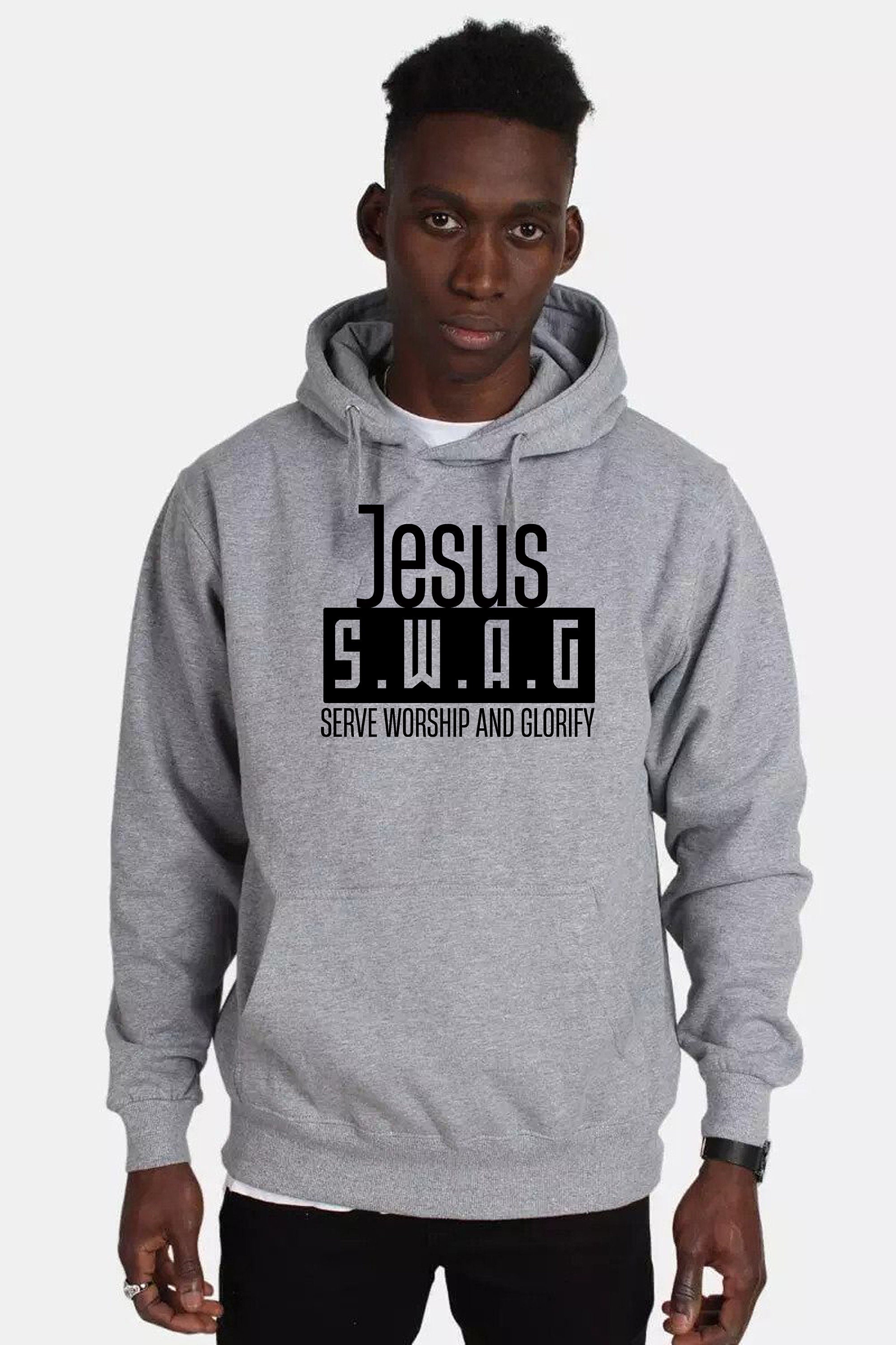 Jesus SWAG Serve Worship and Glorify Hoodie Hoody Hood Hooded Christian Christmas Gift Xmas Present Unisex Inspirational Top