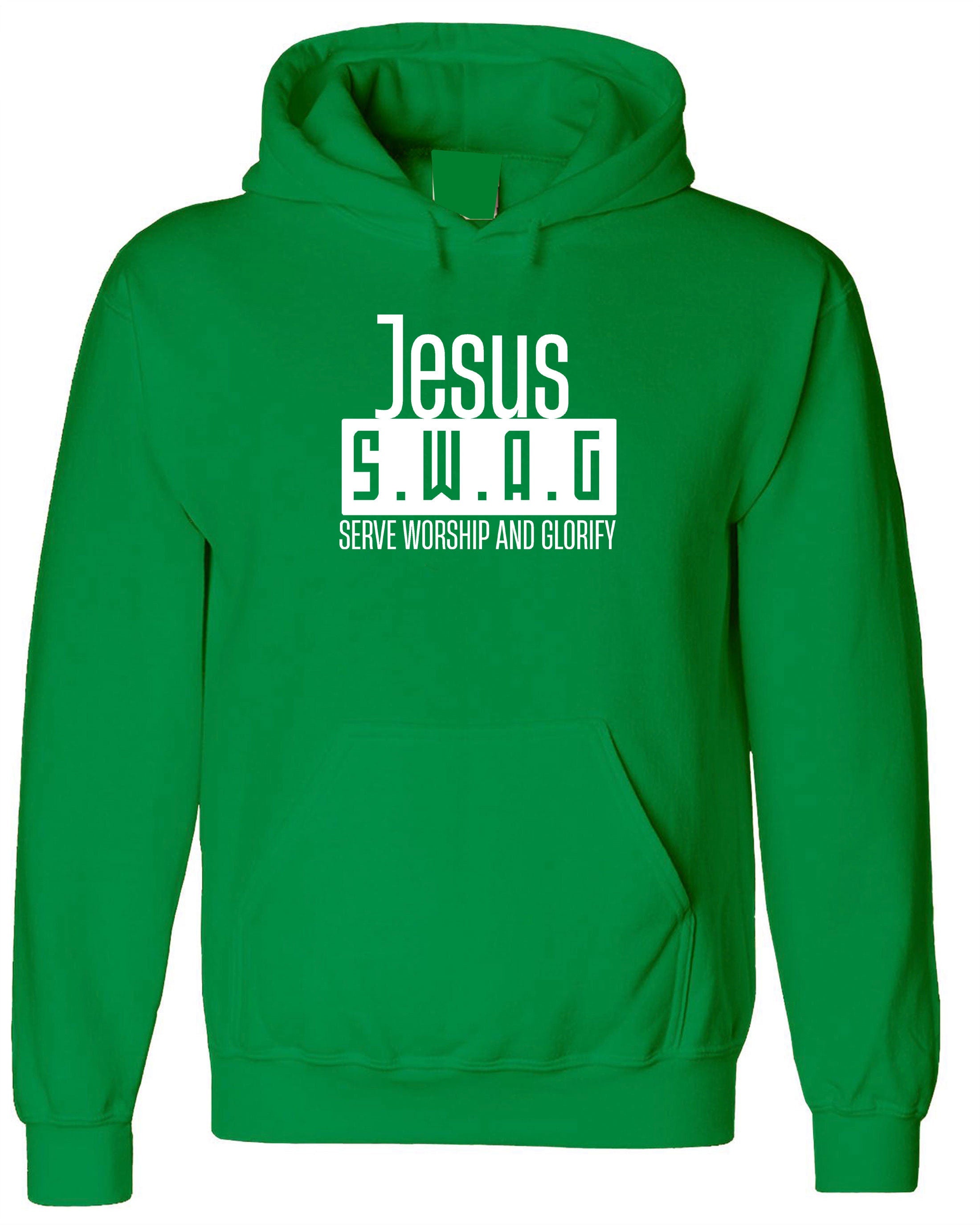 Jesus SWAG Serve Worship and Glorify Hoodie Hoody Hood Hooded Christian Christmas Gift Xmas Present Unisex Inspirational Top