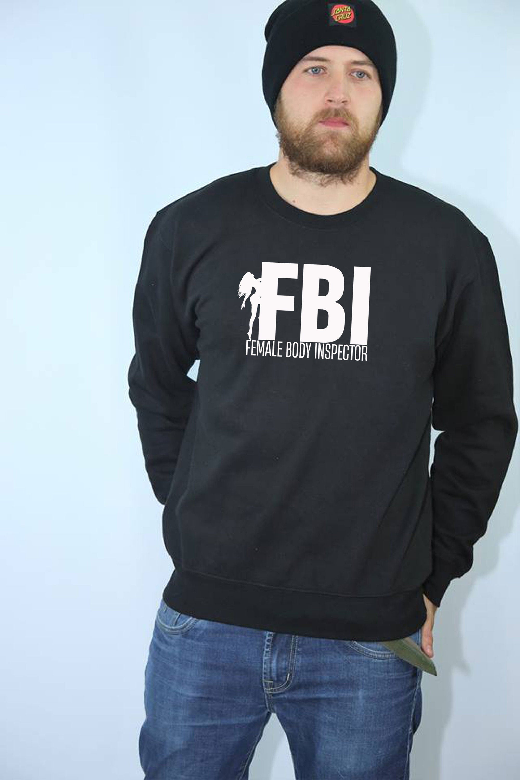 FBI Parody Funny Mens Female Body Inspector Sweatshirt Jumper Sweater Shirt Joke Adult Humor Birthday Present Christmas Gift Stud