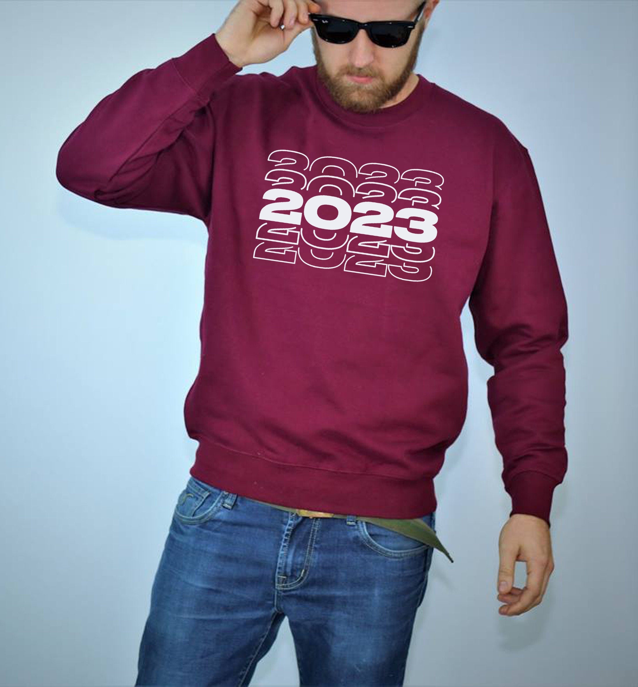 Happy New Year 2023 Sweatshirt Jumper Sweater Shirt New Year Outfit Unisex Top Gift Travelling Tour Holidays Gift Present Xmas