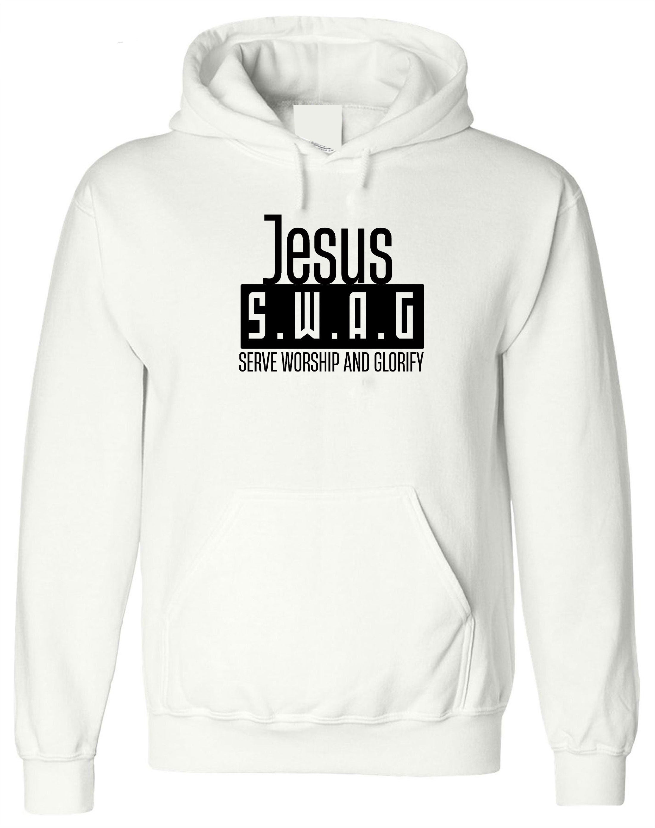 Jesus SWAG Serve Worship and Glorify Hoodie Hoody Hood Hooded Christian Christmas Gift Xmas Present Unisex Inspirational Top