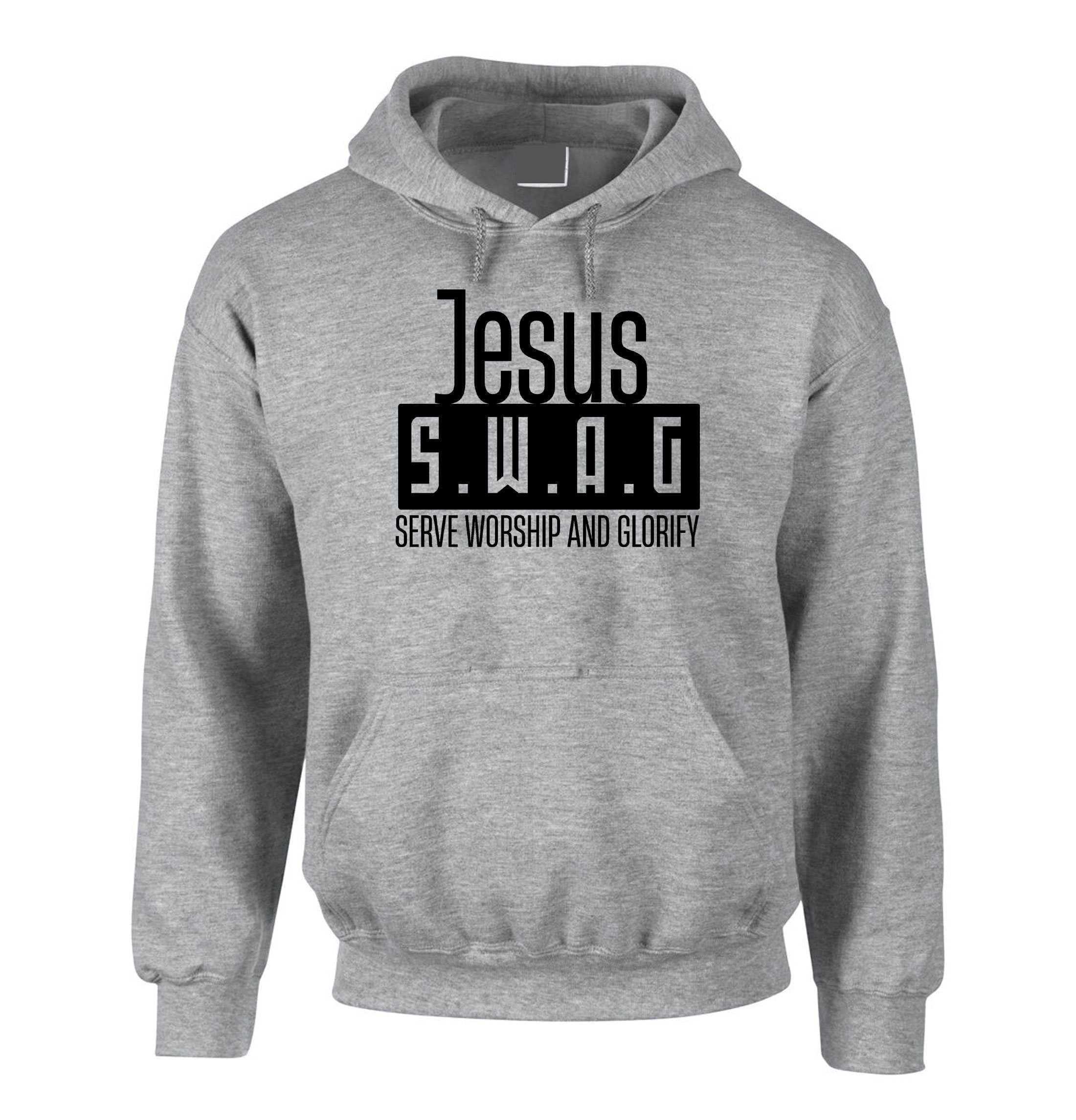 Jesus SWAG Serve Worship and Glorify Hoodie Hoody Hood Hooded Christian Christmas Gift Xmas Present Unisex Inspirational Top