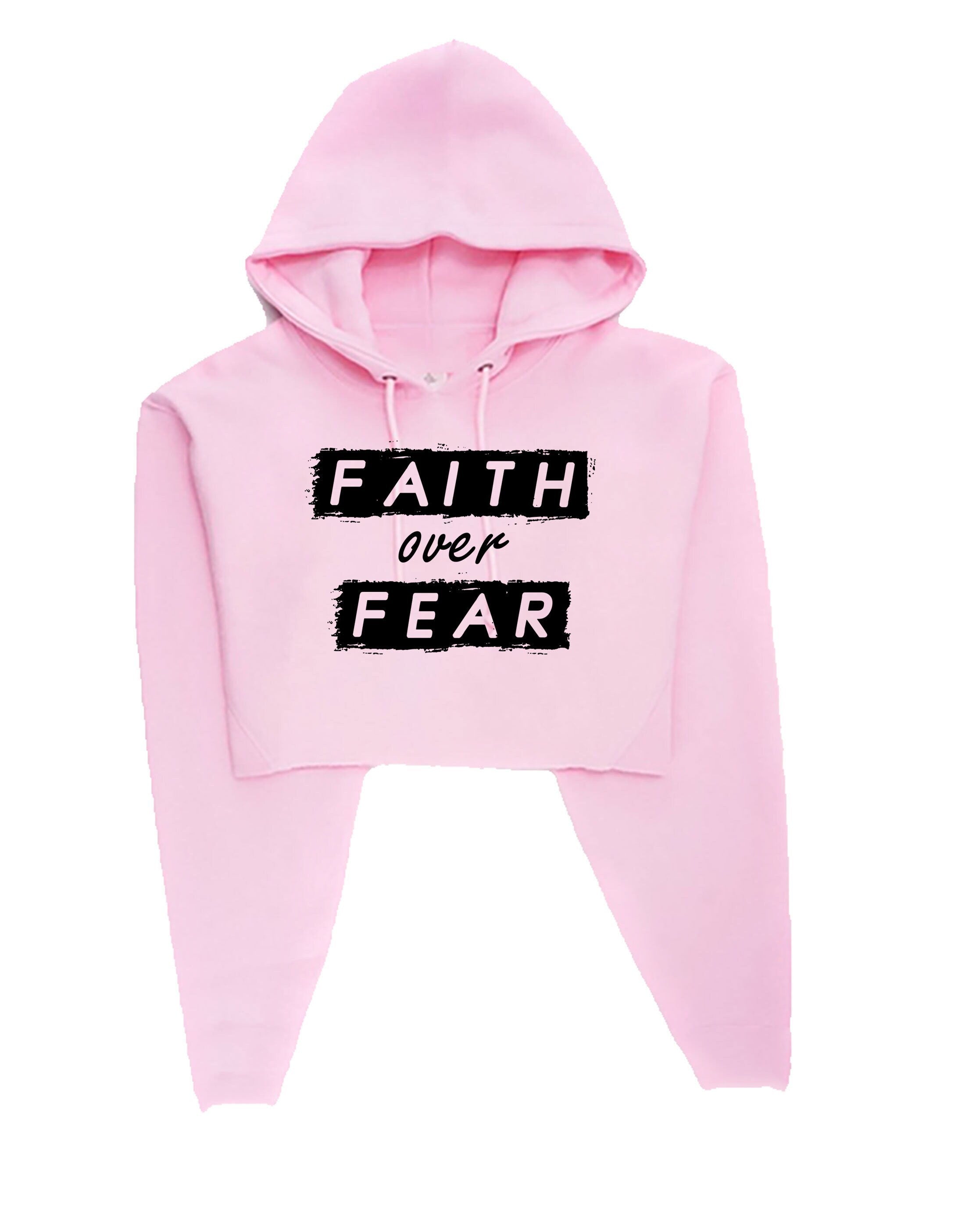 Faith over fear crop top crop-tops hoodie hoody hood hooded christian top gift for her him christmas xmas present unisex top slogan