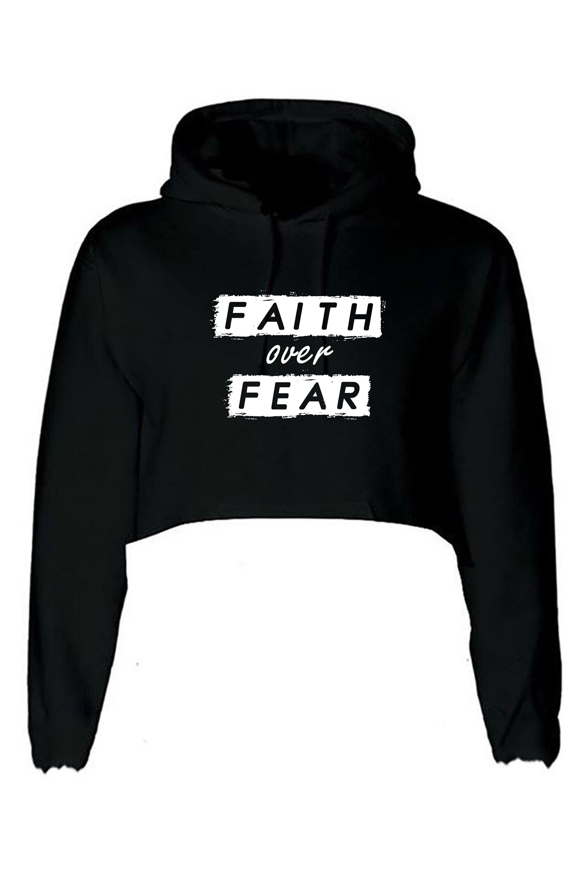 Faith over fear crop top crop-tops hoodie hoody hood hooded christian top gift for her him christmas xmas present unisex top slogan