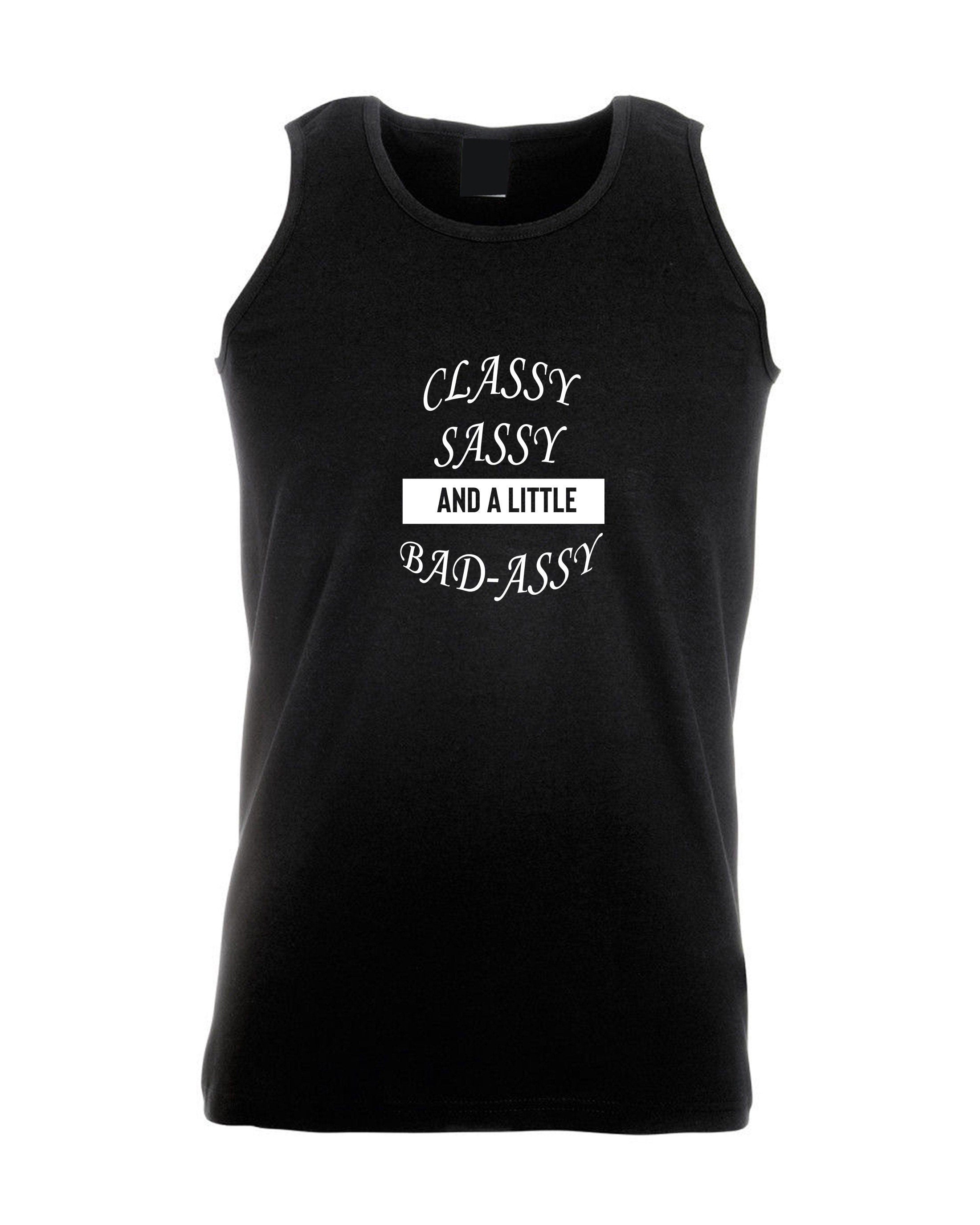 Classy sassy and a little bit bad assy funny vest vests gym workout exercise jogging joke for gf birthday present valentines xmas top joke