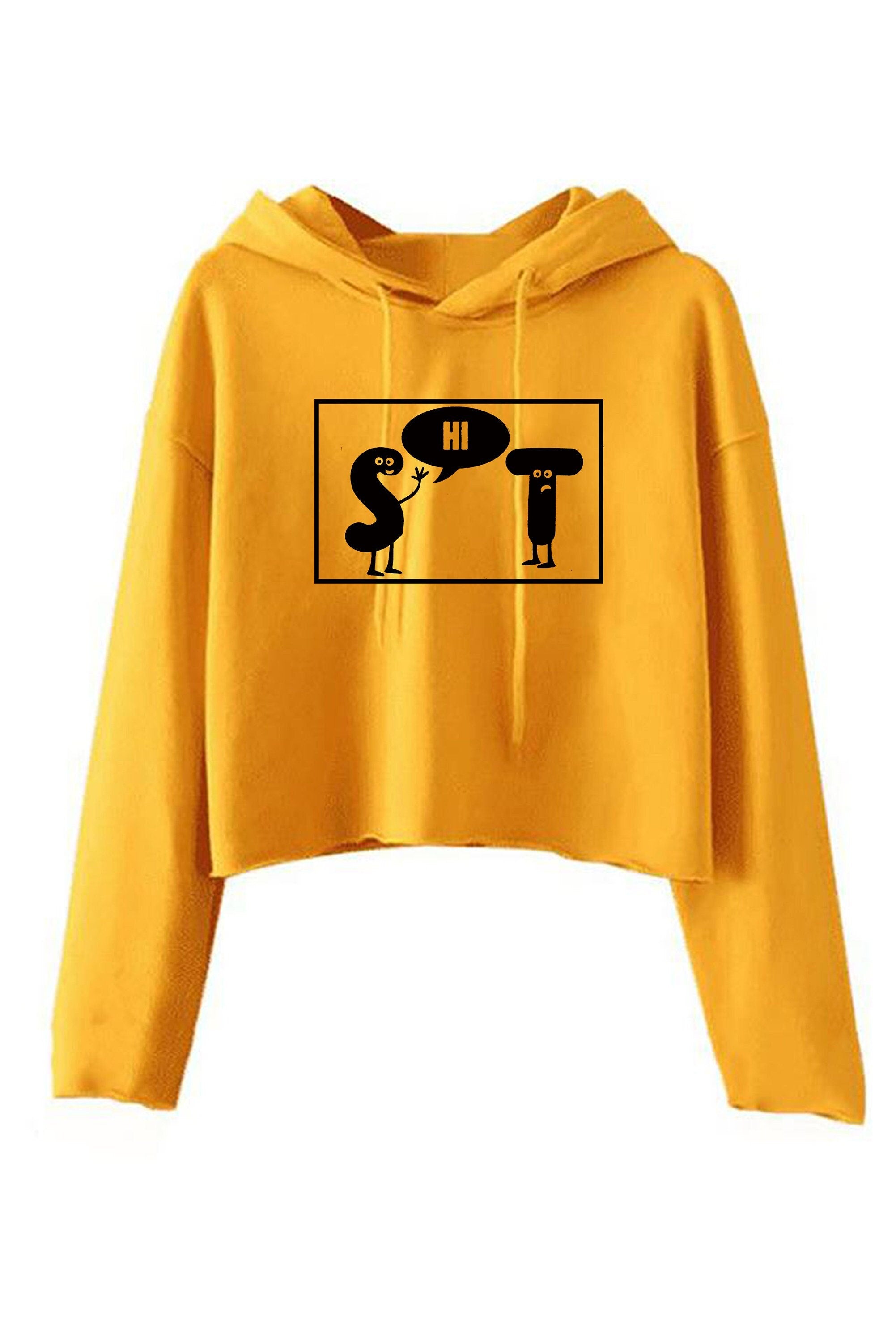 Sh*t funny unisex ladies womens crop tops hoodie crop-top croptops hoody hood say hi poop joke unisex top gift xmas birthday present