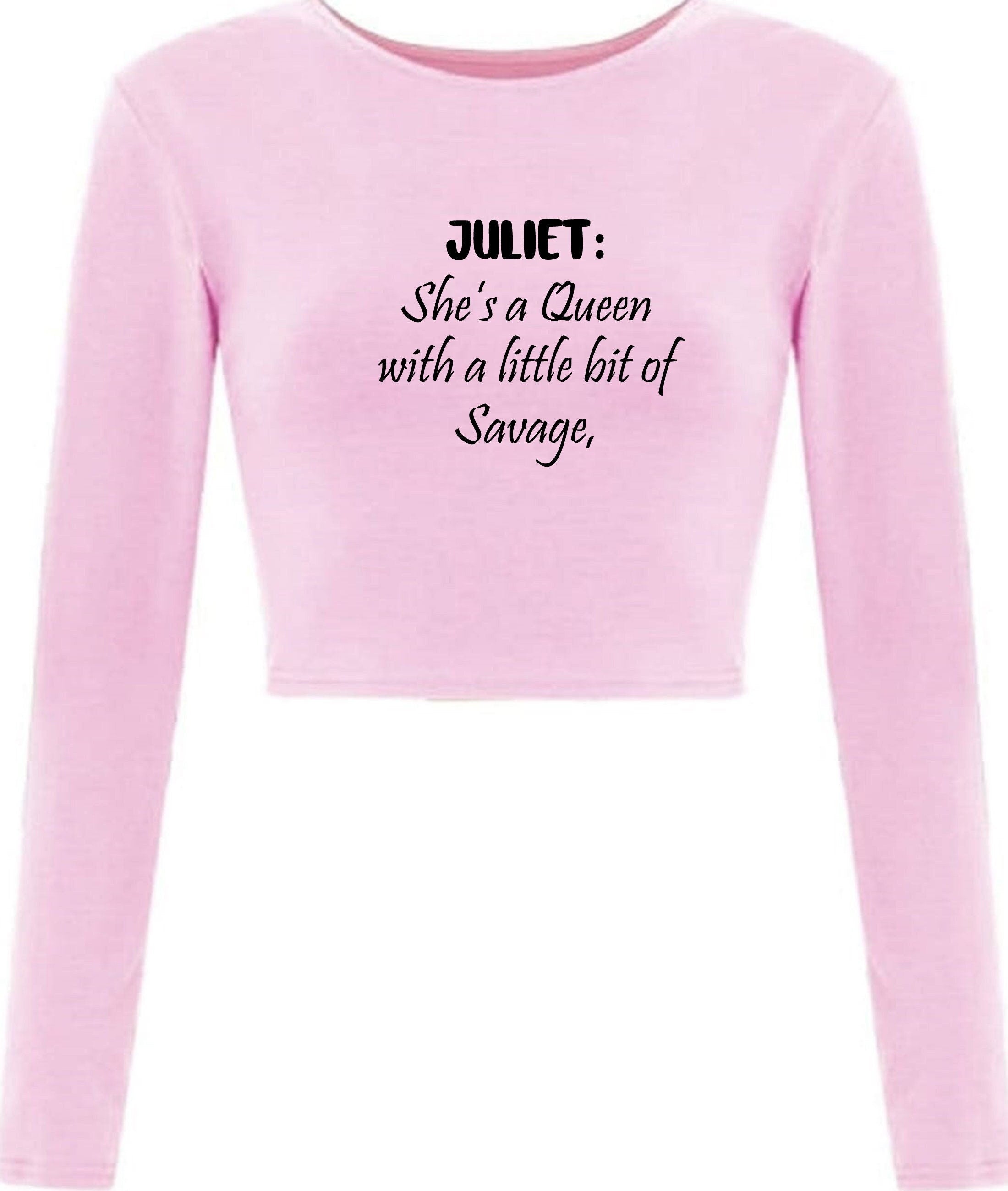 She's a queen with a little bit of savage funny ladies personalized customized crop tops crop-tops long sleeve eid birthday gift