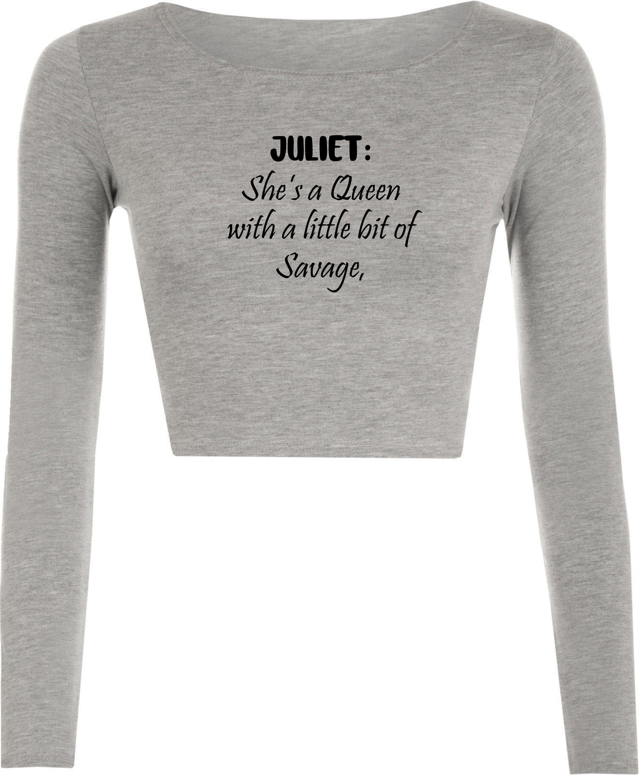 She's a queen with a little bit of savage funny ladies personalized customized crop tops crop-tops long sleeve eid birthday gift