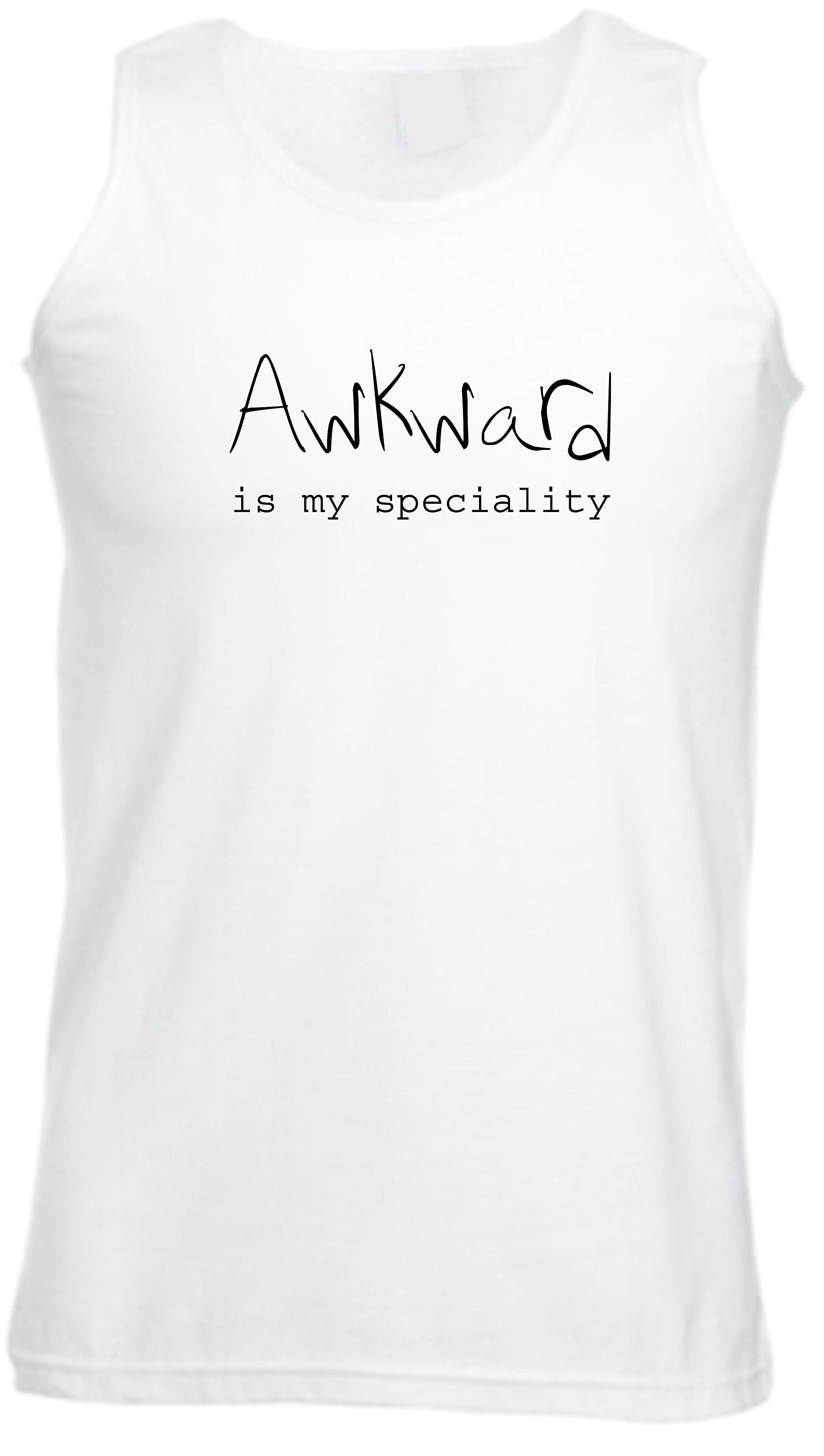 Awkward is my speciality funny unisex ladies womens mens vest vests top tank gym workout exercise joke birthday xmas rude sarcastic dumb