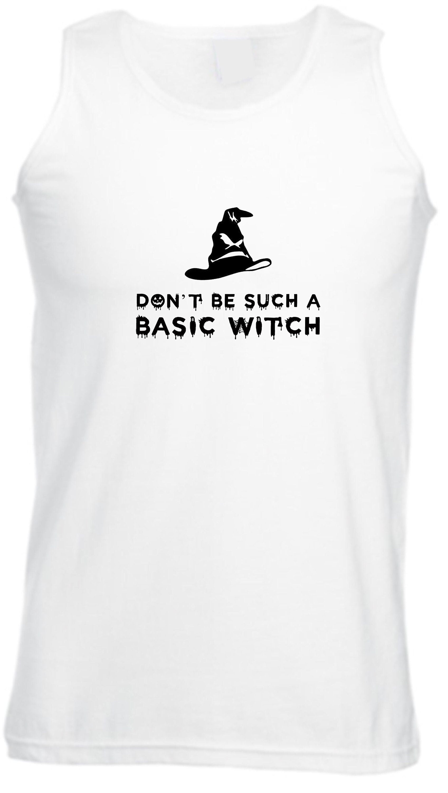 Don't be such a basic witch vest vests gym workout exercise yoga funny halloween ladies womens top rude sarcastic gift for friend joke