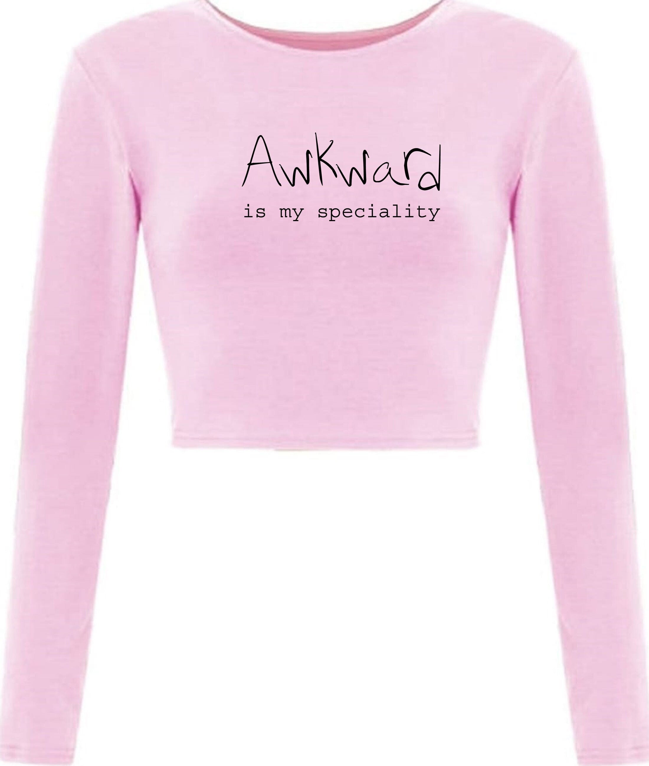 Awkward is my speciality funny unisex ladies womens mens crop tops crop-top croptops joke birthday xmas rude sarcastic dumb