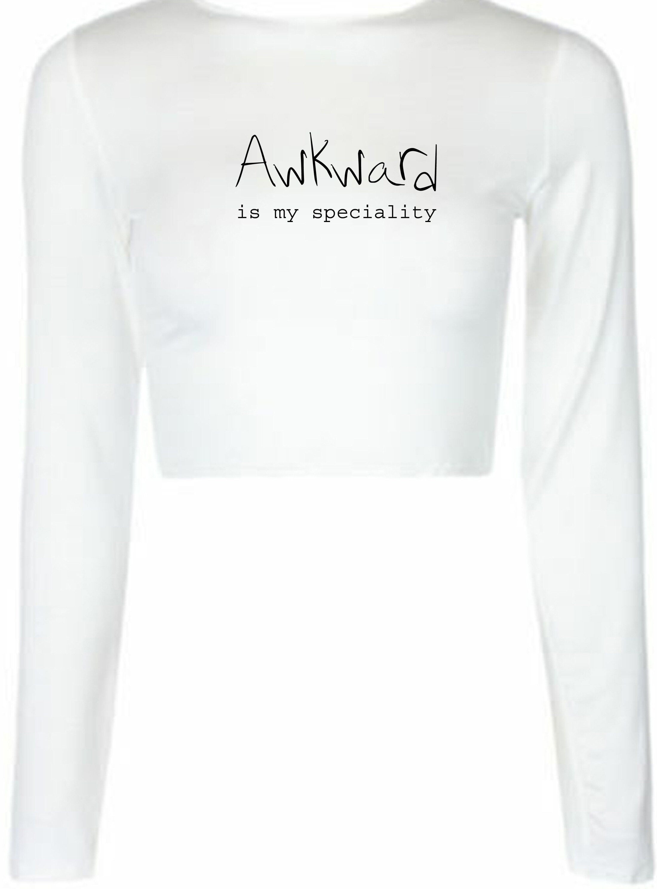 Awkward is my speciality funny unisex ladies womens mens crop tops crop-top croptops joke birthday xmas rude sarcastic dumb