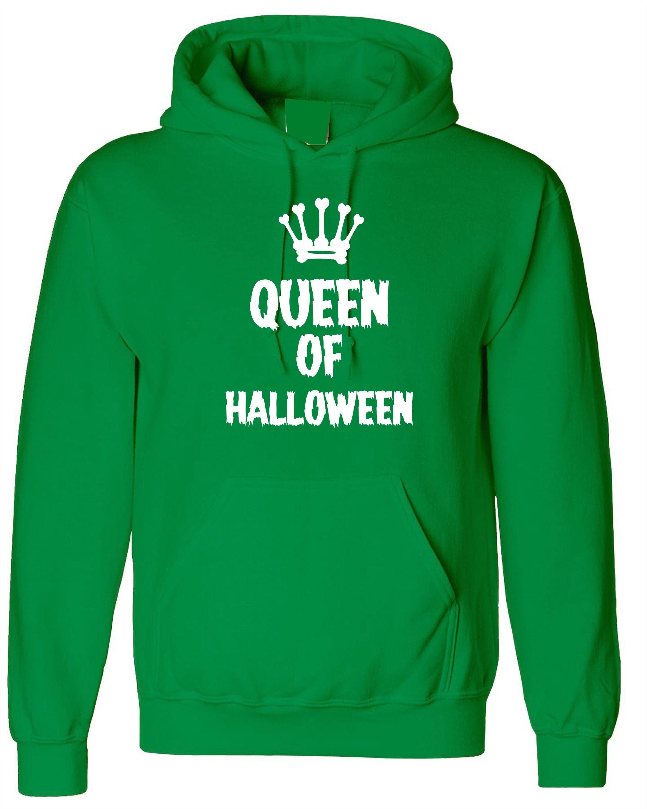 Ladies womens funny halloween outfit halloween costume queen of halloween hoodie hoody hood hooded horror joke gift present