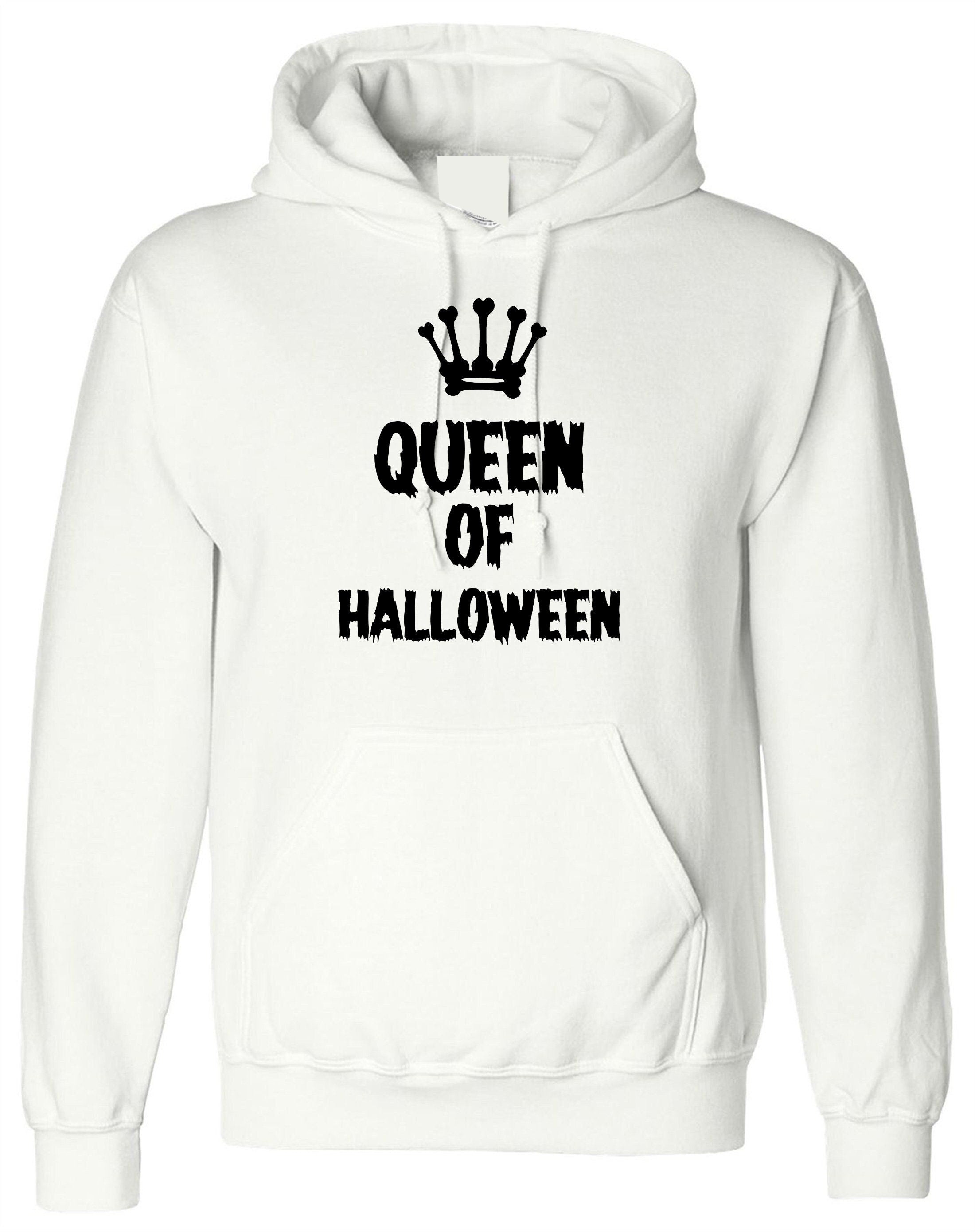 Ladies womens funny halloween outfit halloween costume queen of halloween hoodie hoody hood hooded horror joke gift present