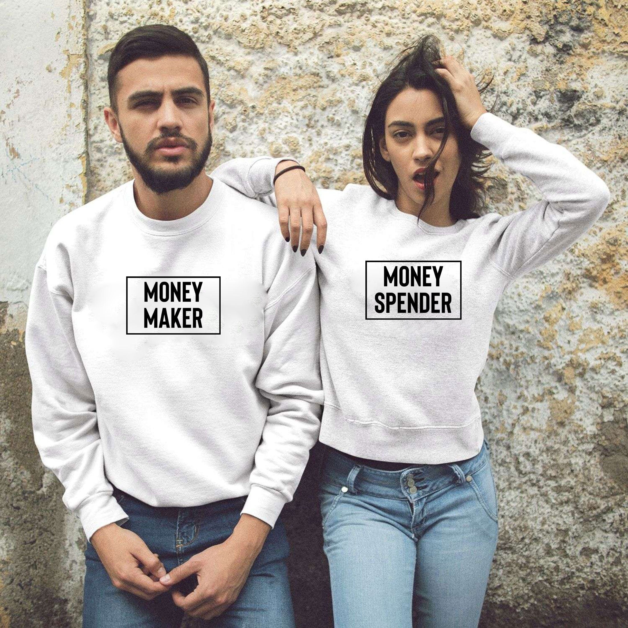 Couple matching shirts money maker money spender sweatshirt jumper gift for parents husband wife wedding anniversary gift funny joke tops