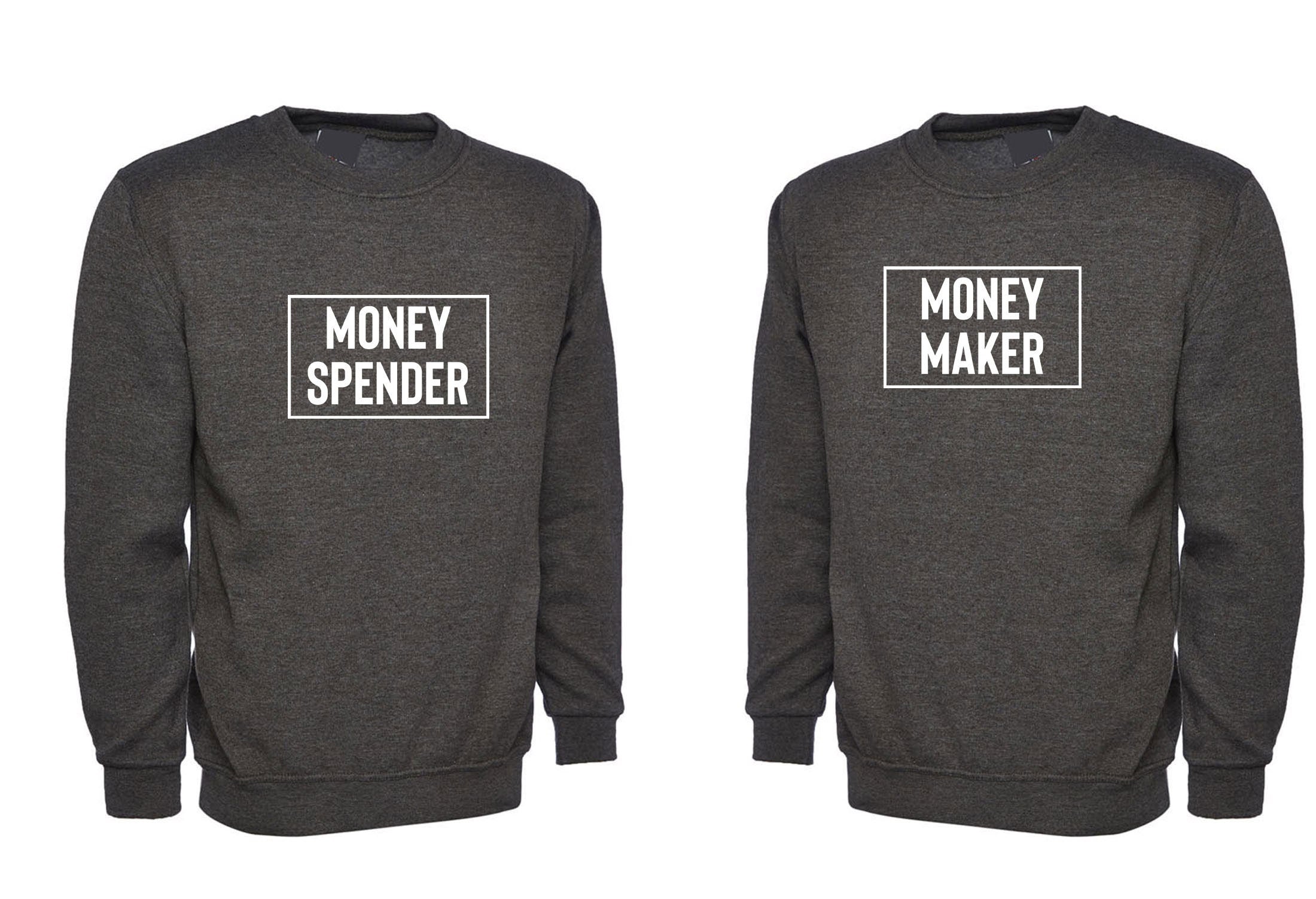 Couple matching shirts money maker money spender sweatshirt jumper gift for parents husband wife wedding anniversary gift funny joke tops