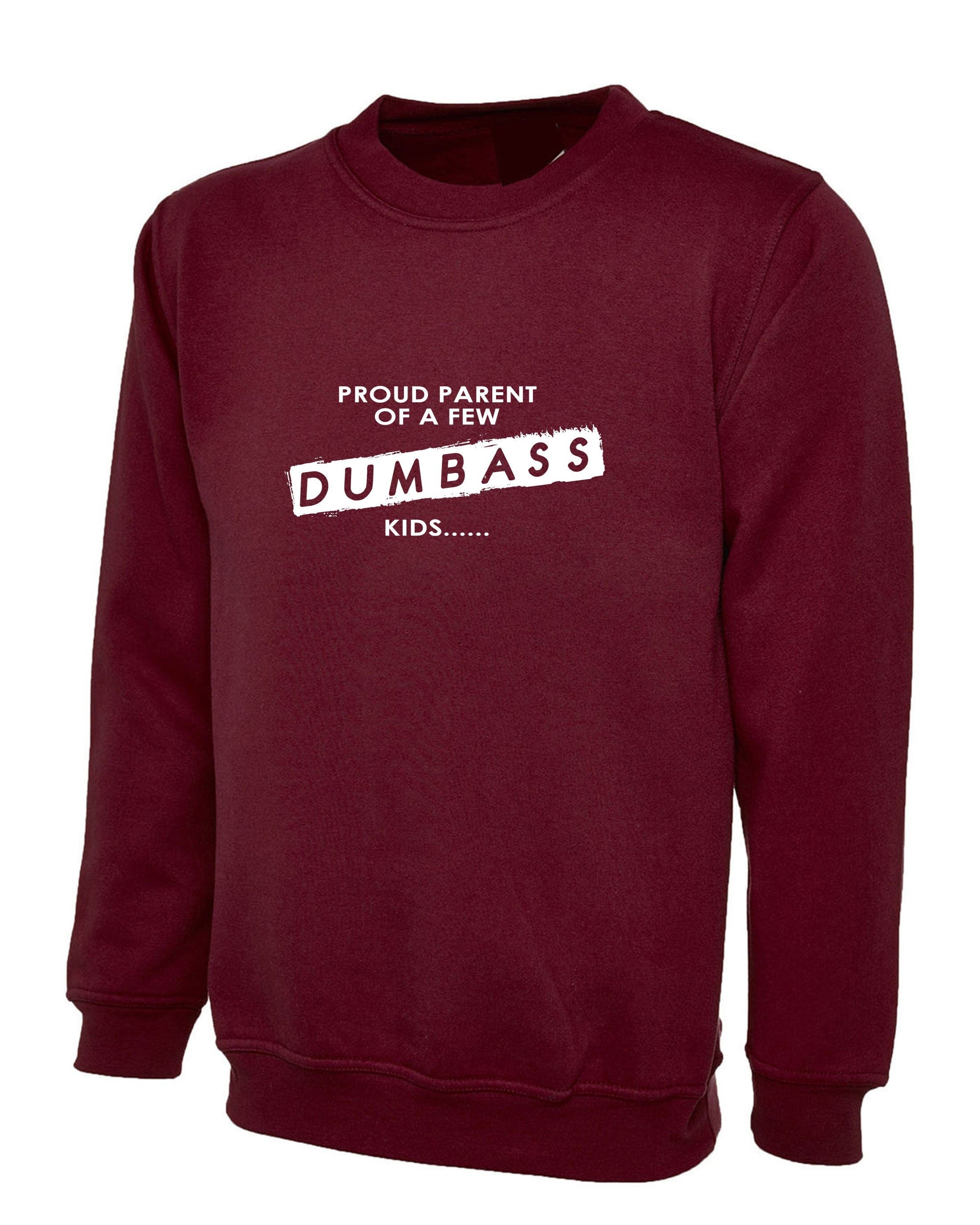 Proud parent of a few dumbass kids funny gift sweatshirt jumper sweater shirt present for parents naughty kids birthday joke unisex