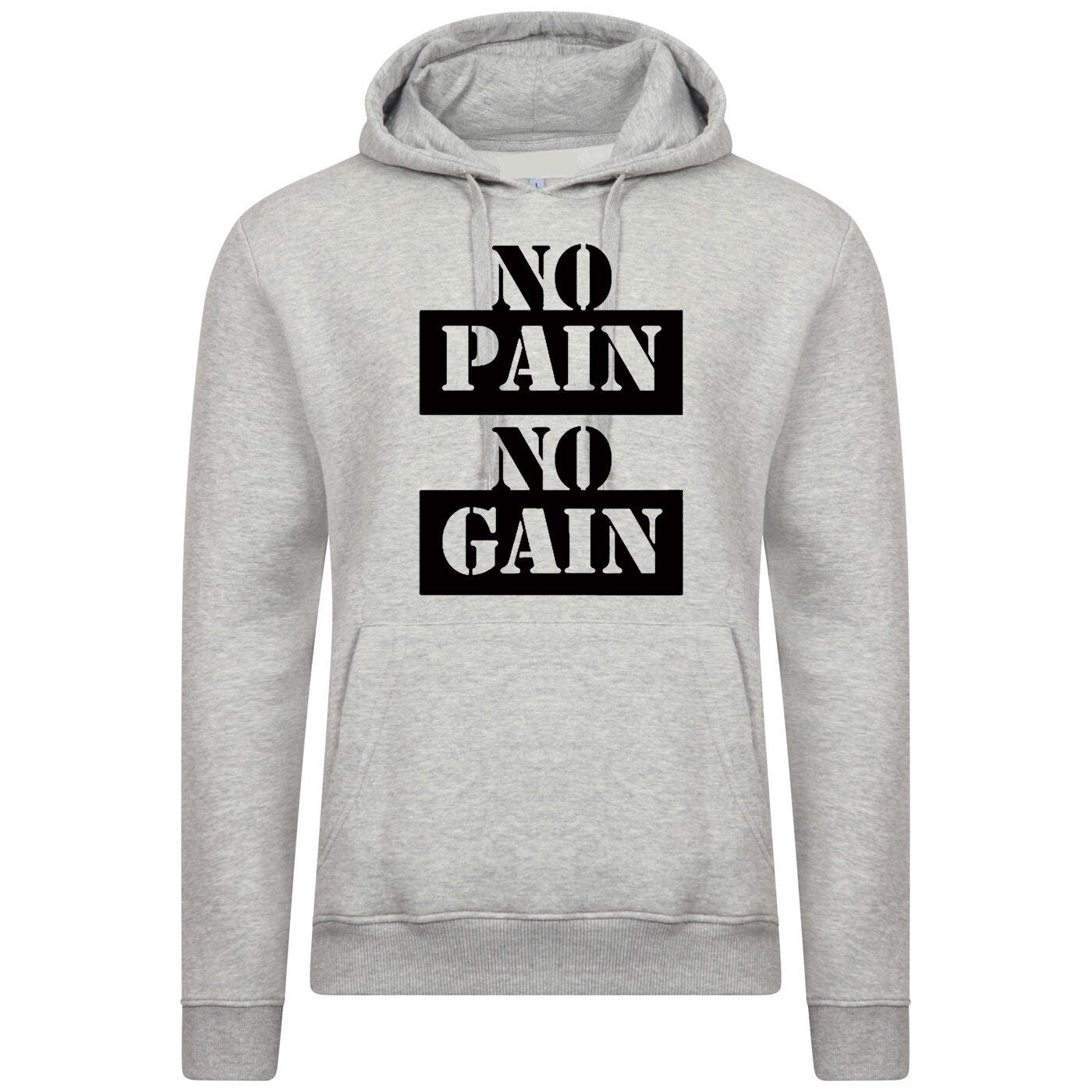 No pain no gain gym body building hoodie hoody hood hooded motivational workout exercise nma boxing unisex mens top