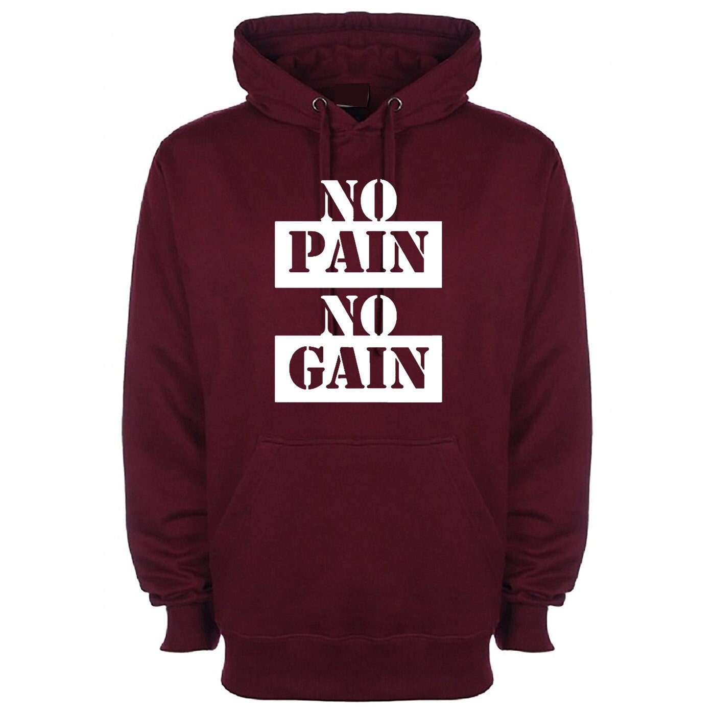 No pain no gain gym body building hoodie hoody hood hooded motivational workout exercise nma boxing unisex mens top