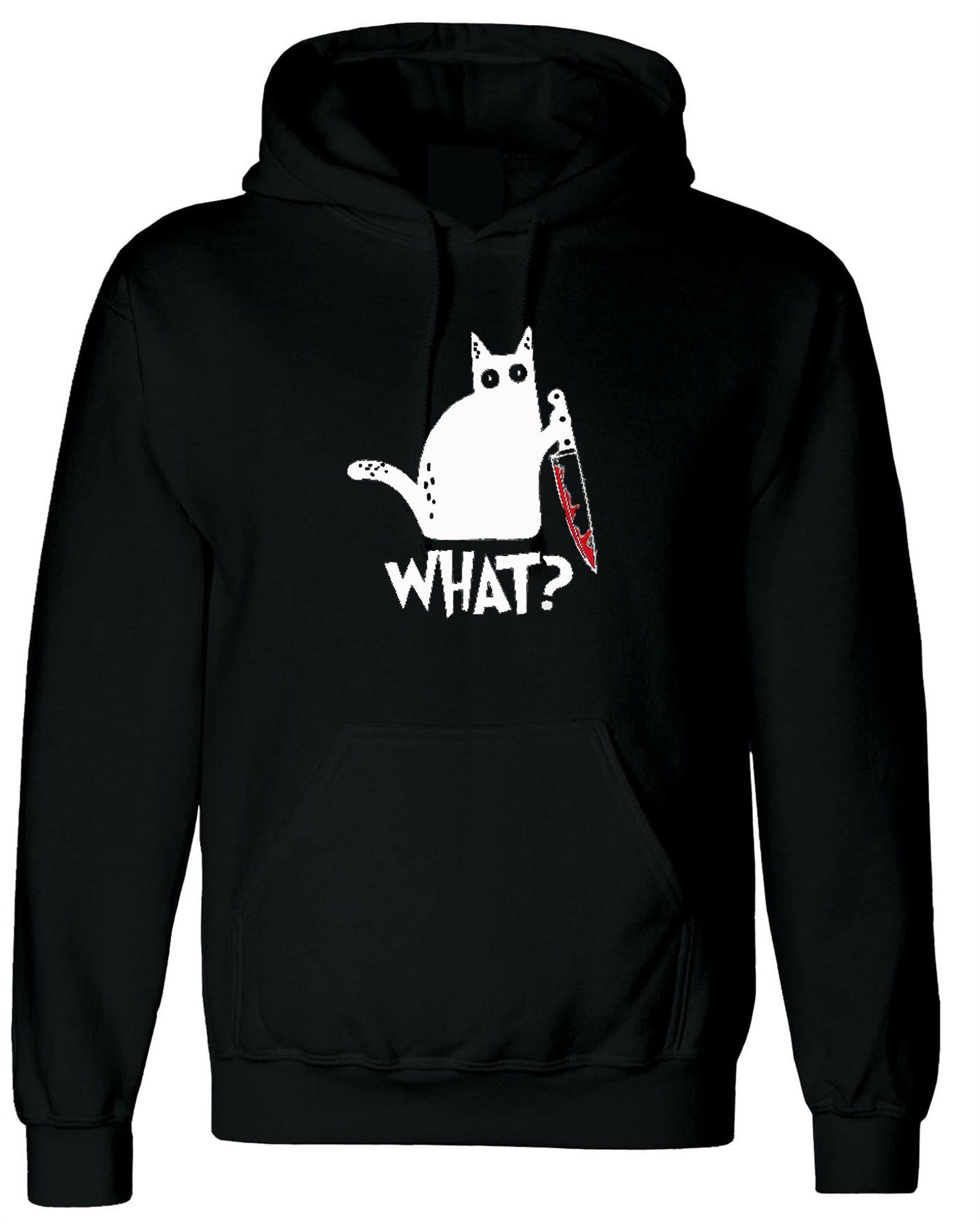 Halloween cat with knife what print murderous cat funny party unisex hoodie hoody hood hooded halloween costume outfit scary top