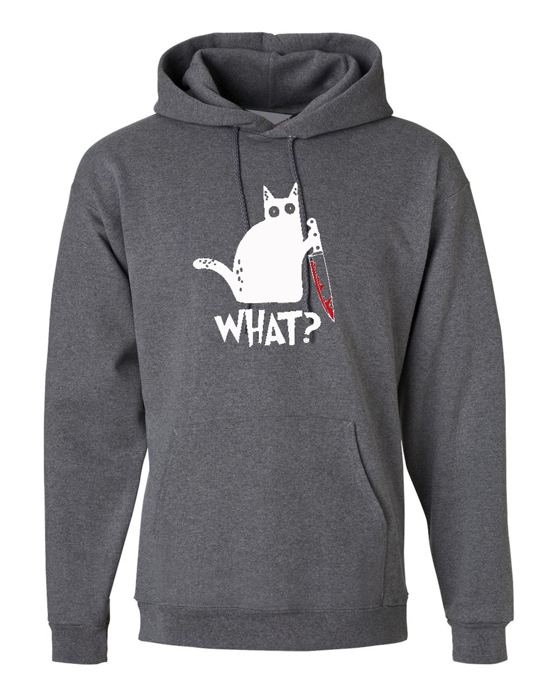 Halloween cat with knife what print murderous cat funny party unisex hoodie hoody hood hooded halloween costume outfit scary top