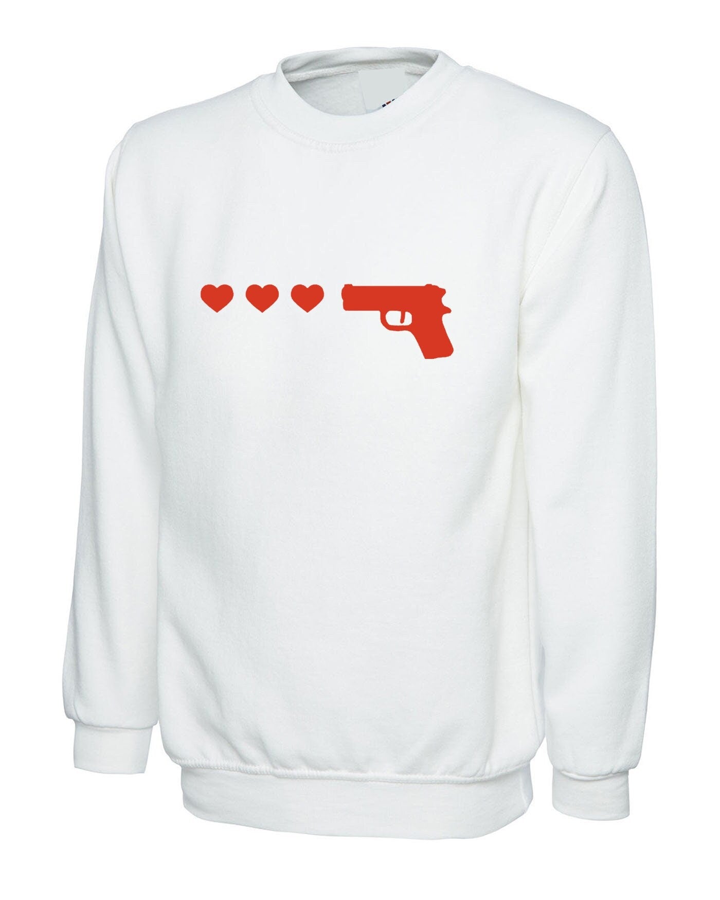 Gun hearts ringer sweatshirt jumper sweater shirt top cute kawaii womens tumblr hipster grunge present