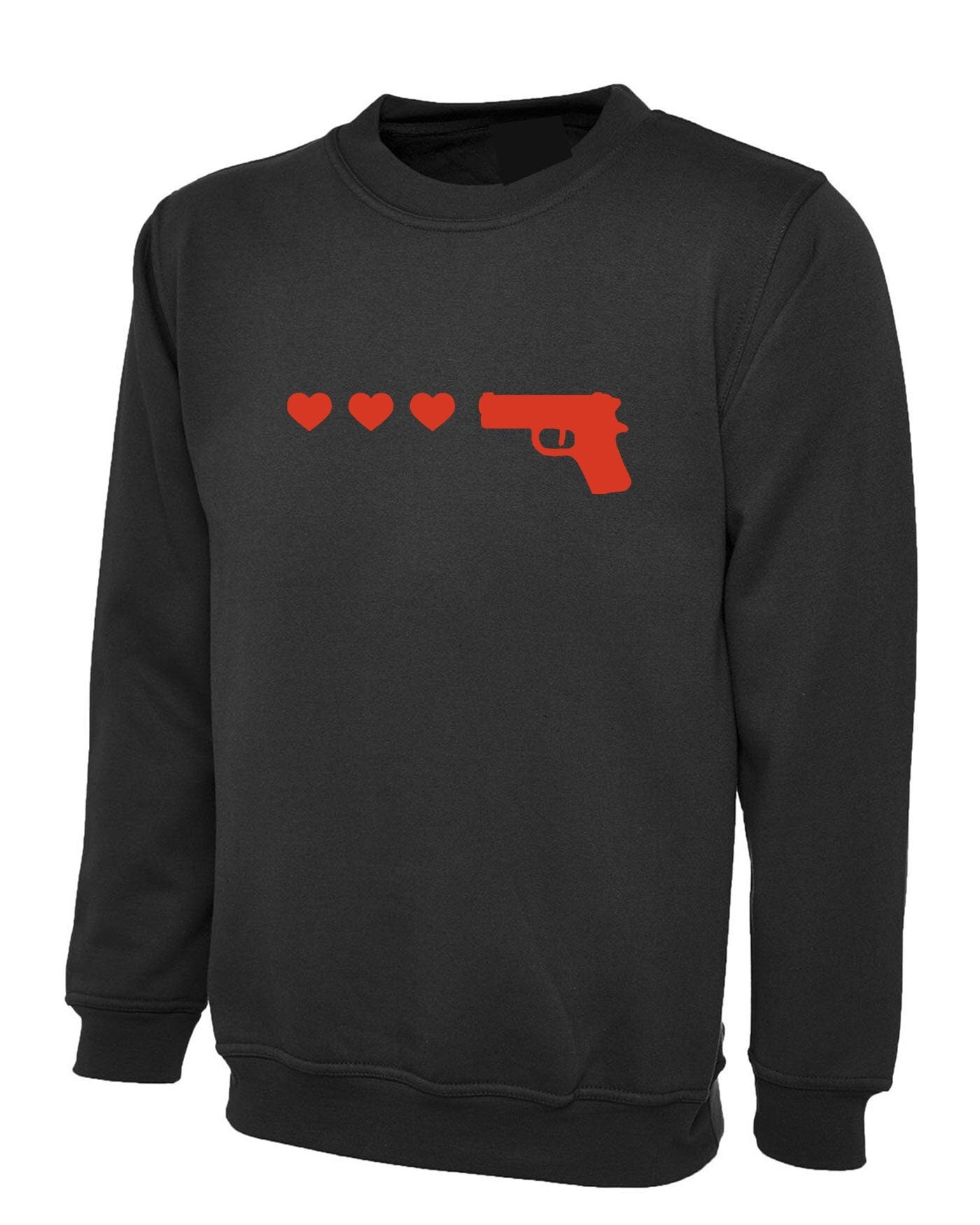 Gun hearts ringer sweatshirt jumper sweater shirt top cute kawaii womens tumblr hipster grunge present