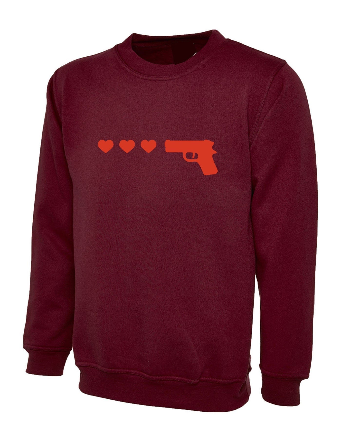 Gun hearts ringer sweatshirt jumper sweater shirt top cute kawaii womens tumblr hipster grunge present