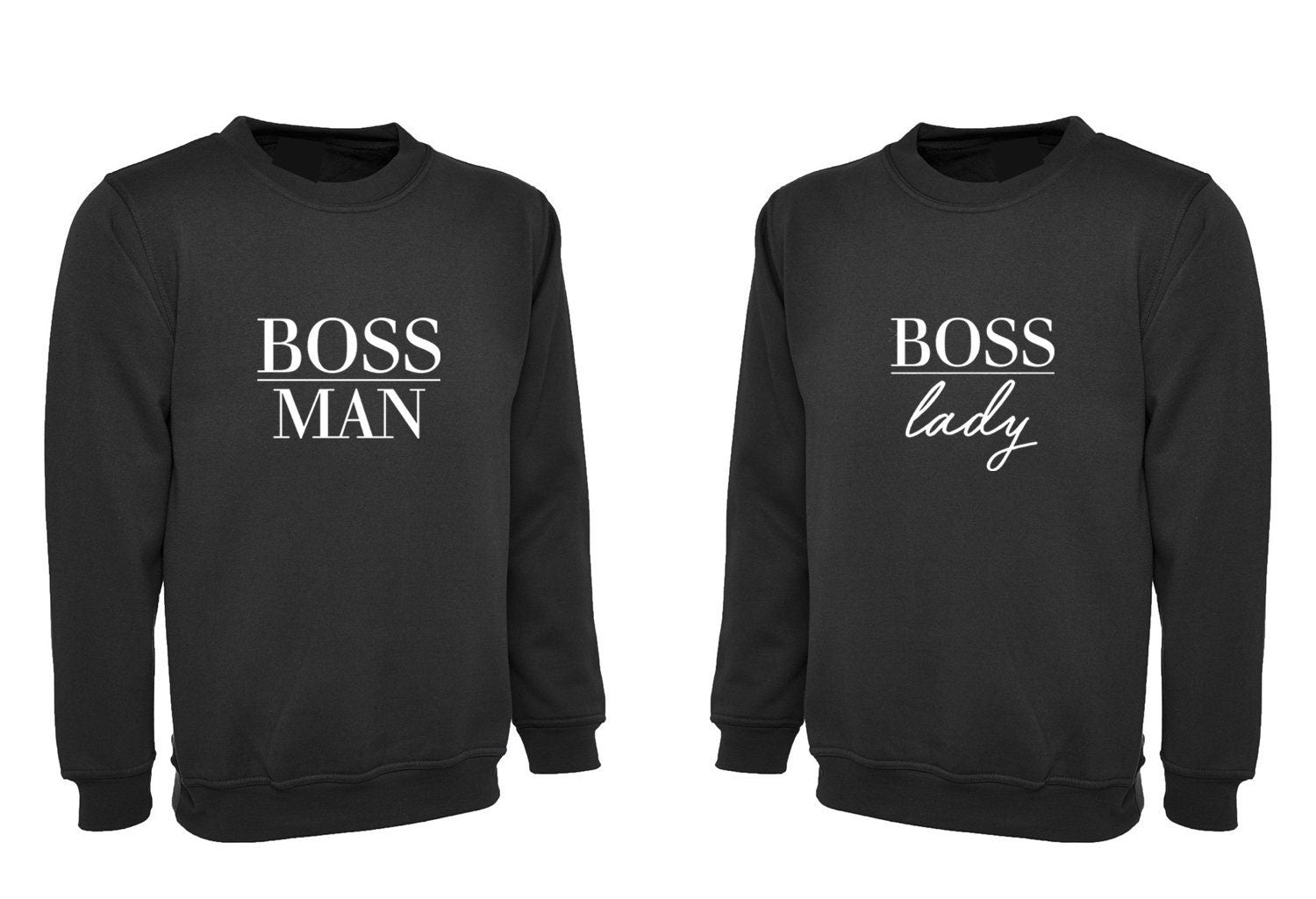 Couple matching sweatshirt jumper sweater shirt boss man boss lady just married engaged valentines funny joke gift wedding anniversary