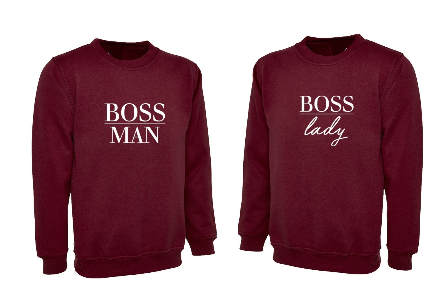 Couple matching sweatshirt jumper sweater shirt boss man boss lady just married engaged valentines funny joke gift wedding anniversary