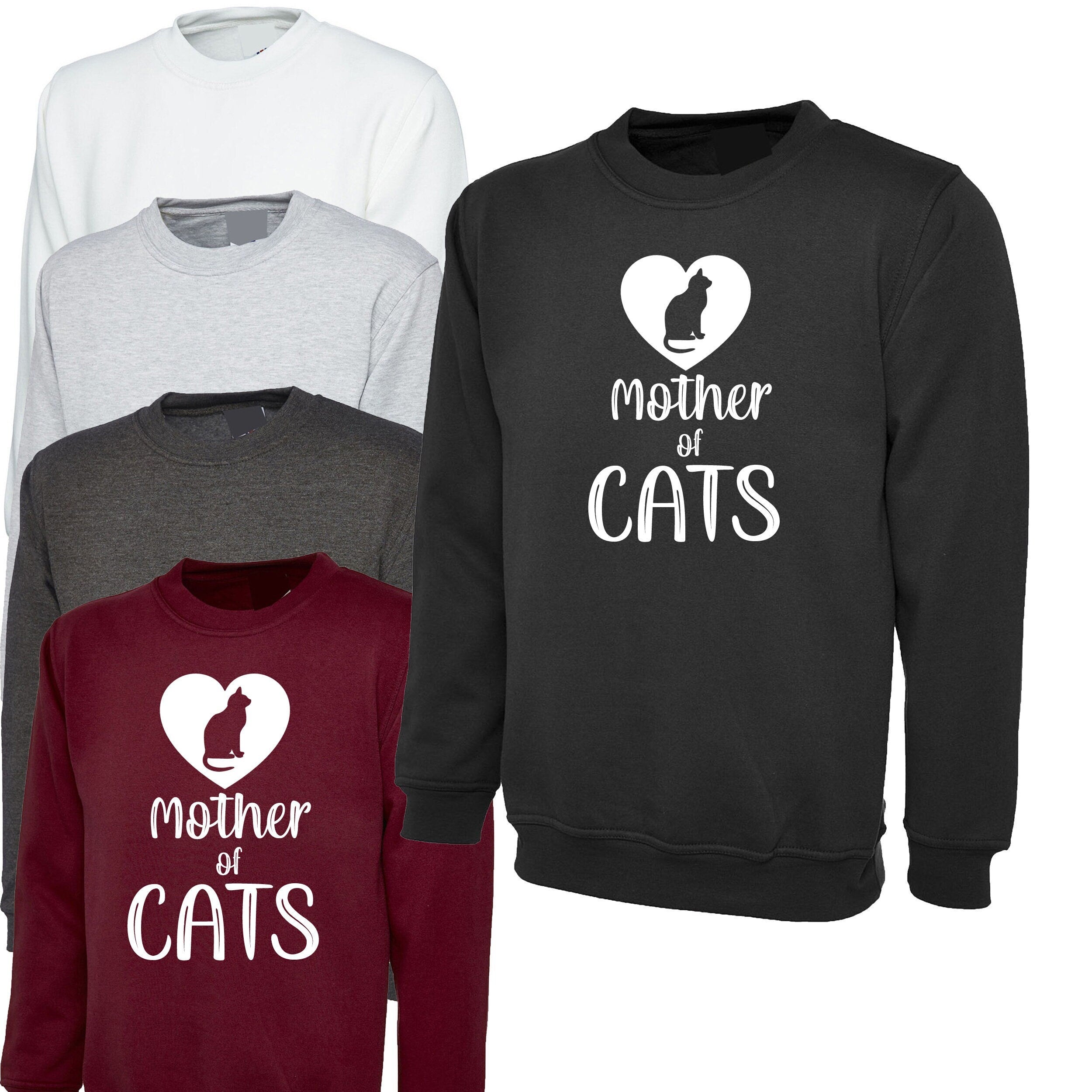 Mother of cats funny sweatshirt jumper sweater shirt ladies womens birthday gift xmas top christmas present for cat lovers parody joke