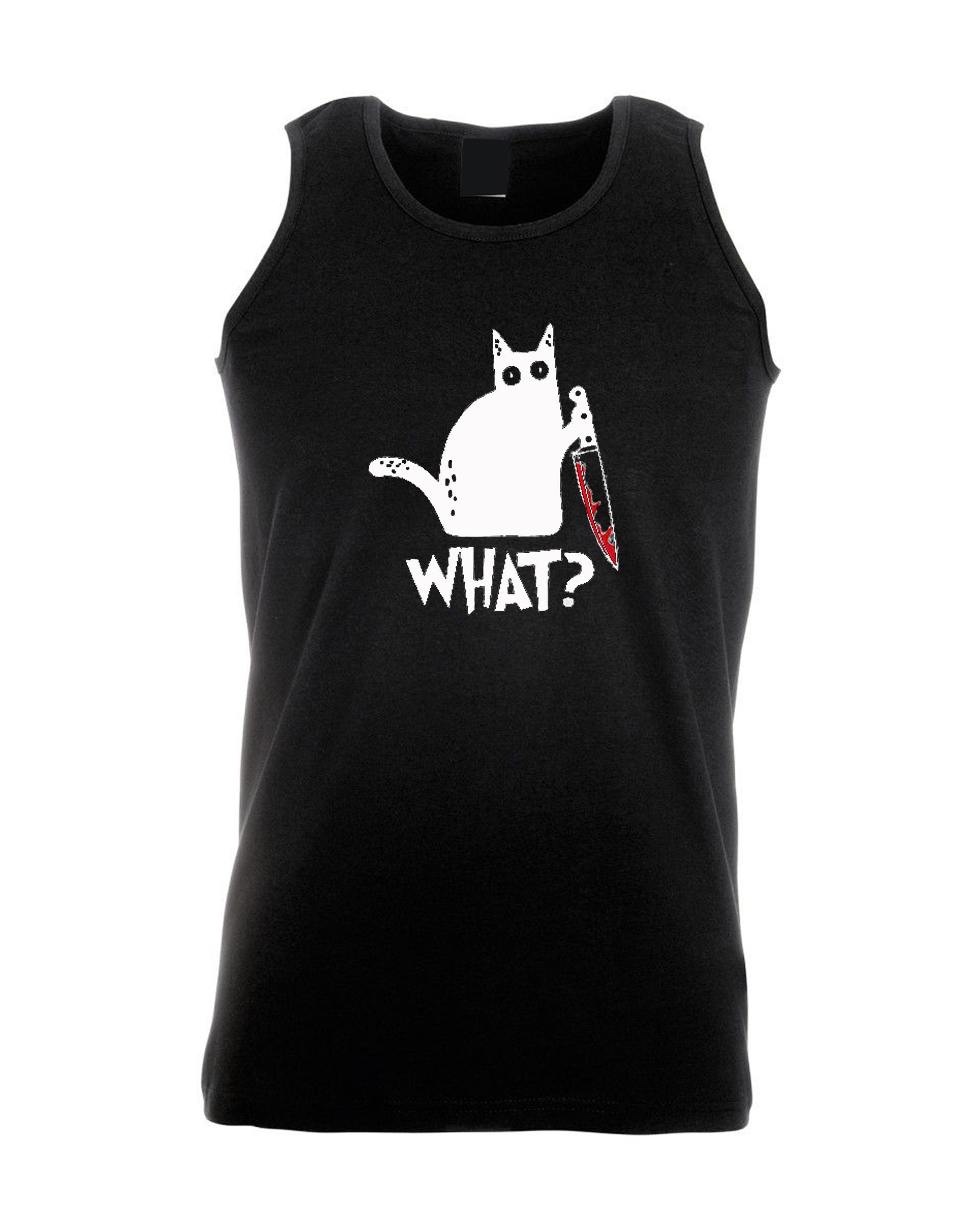 Halloween cat with knife what print murderous cat funny party unisex vest vests gym workout exercise yoga halloween costume outfit scary top