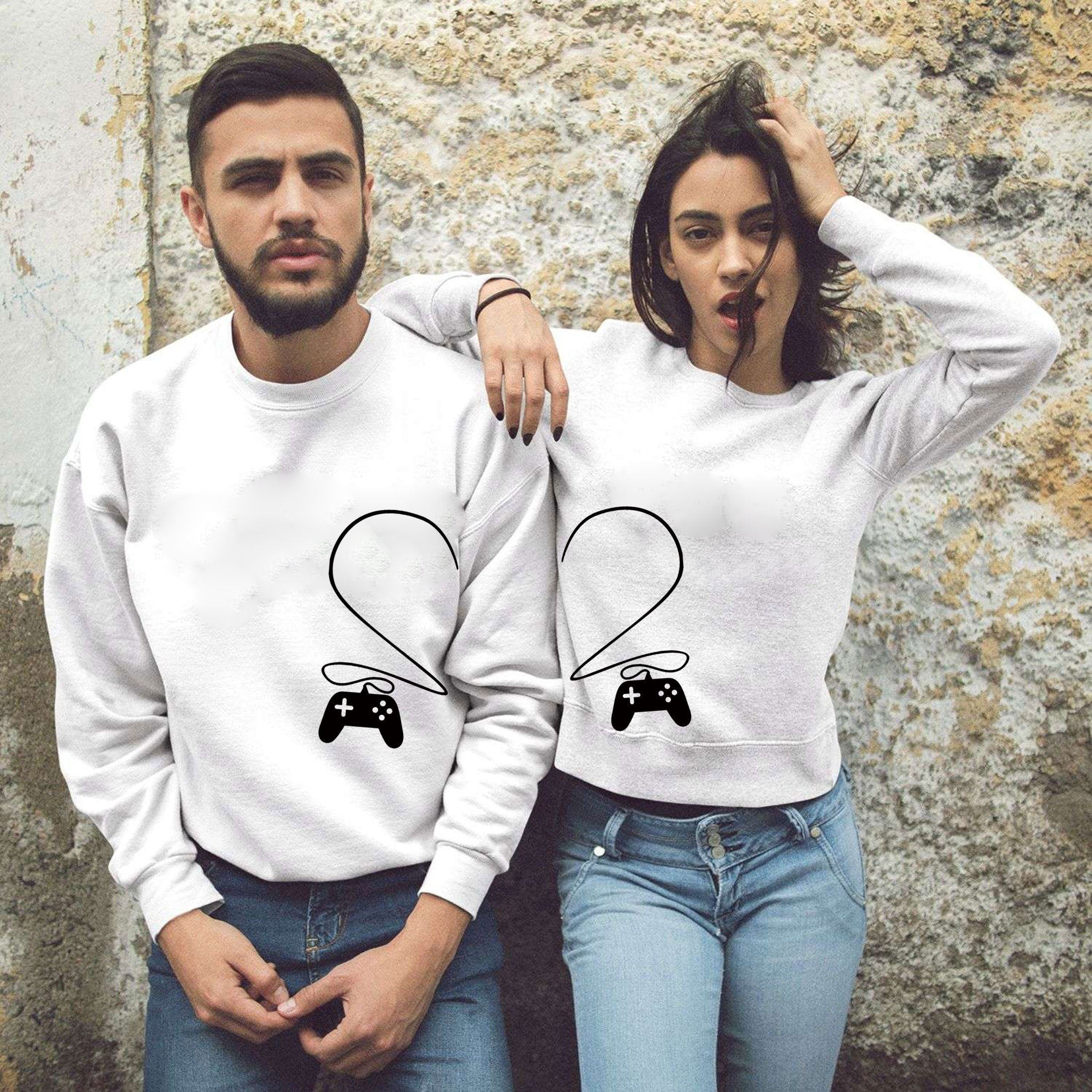 Videogame controller heart mens ladies unisex couple matching shirts sweatshirt jumper sweater shirt gamer valentines gift video game lover