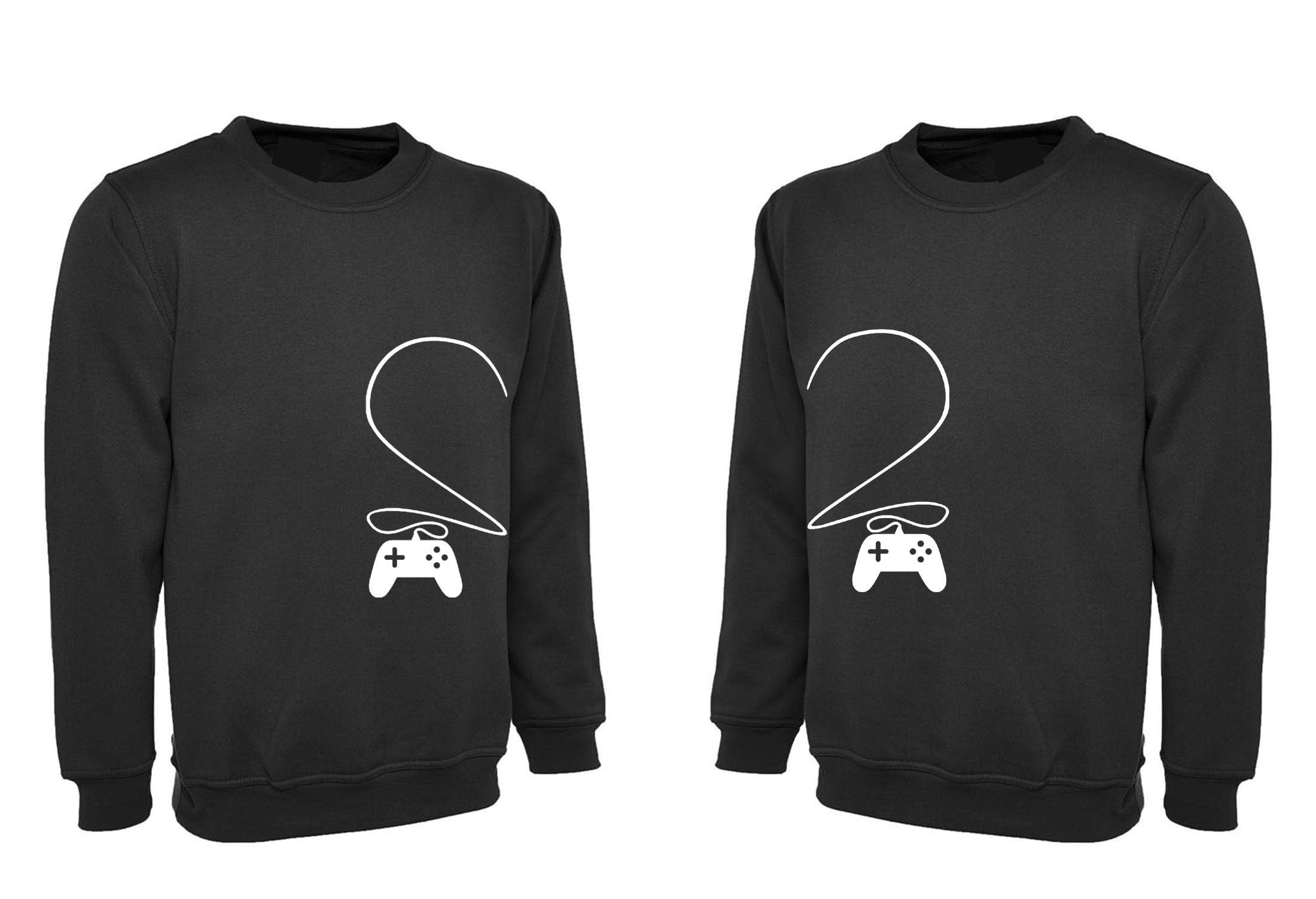 Videogame controller heart mens ladies unisex couple matching shirts sweatshirt jumper sweater shirt gamer valentines gift video game lover