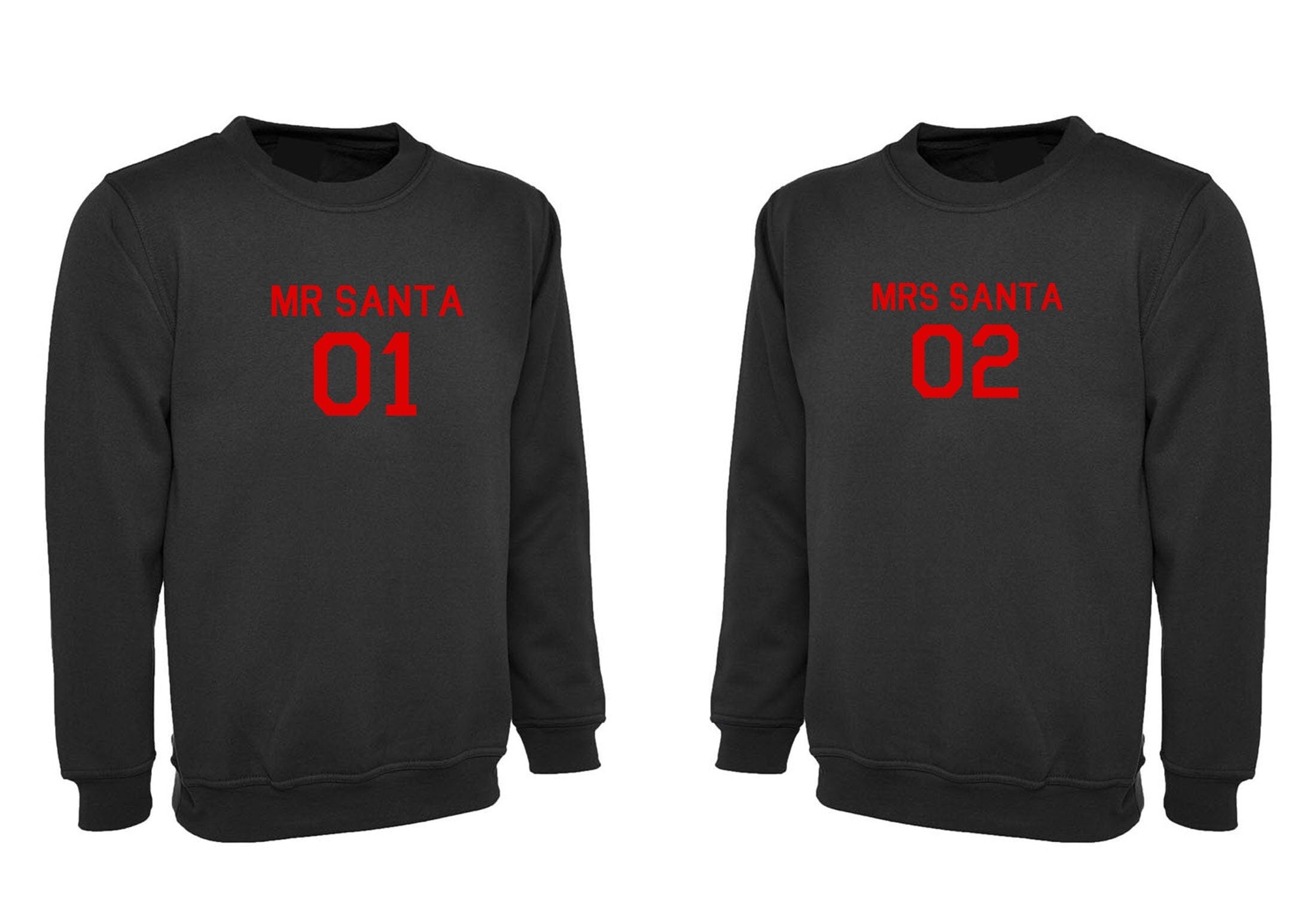 Couple matching christmas sweatshirt jumper sweater shirt mr. santa 01 mrs. santa 02 customized personalized name gift cute xmas top outfit