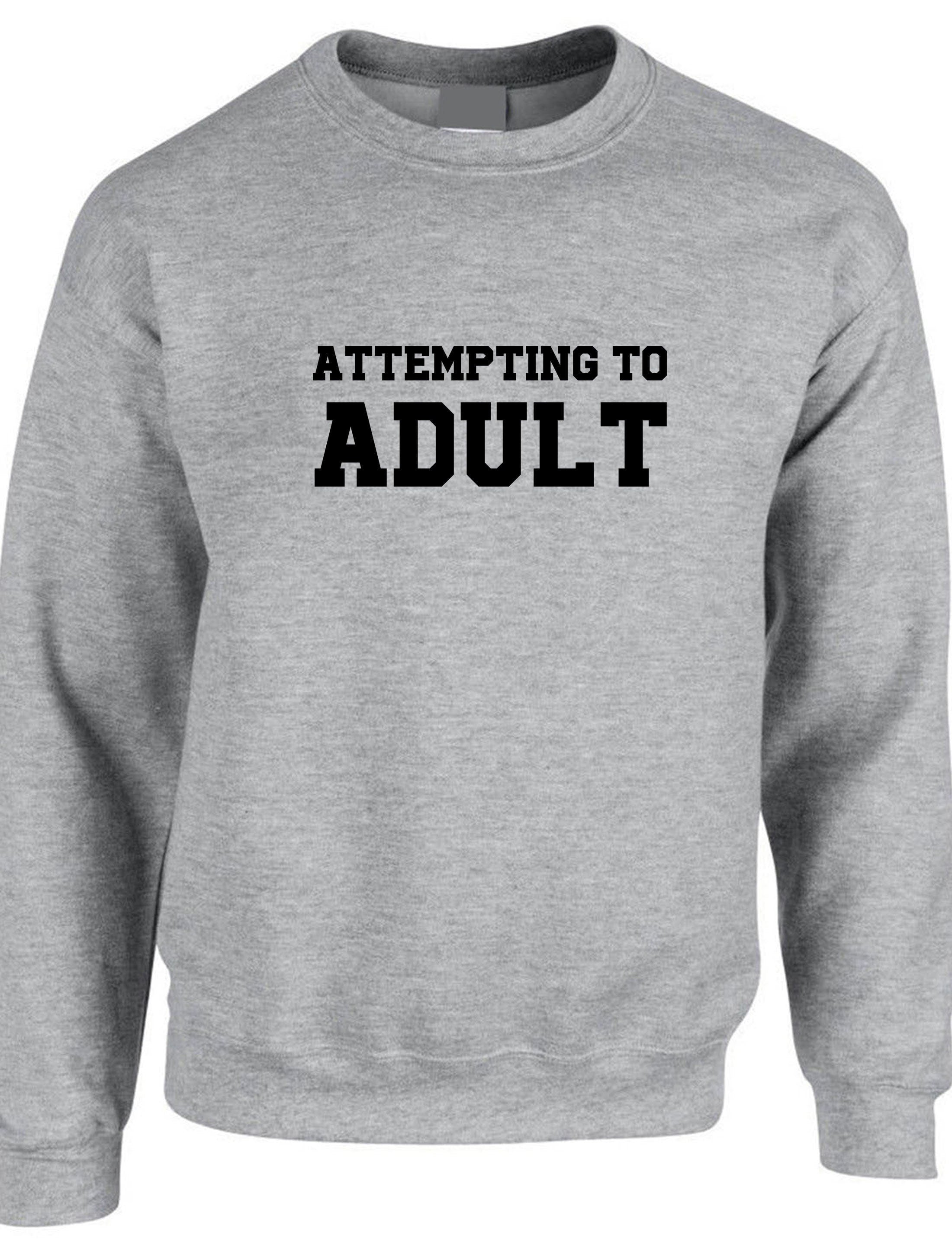 Attempting to adult funny ladies unisex womens sweatshirt jumper sweater shirt birthday gift christmas xmas present slogan