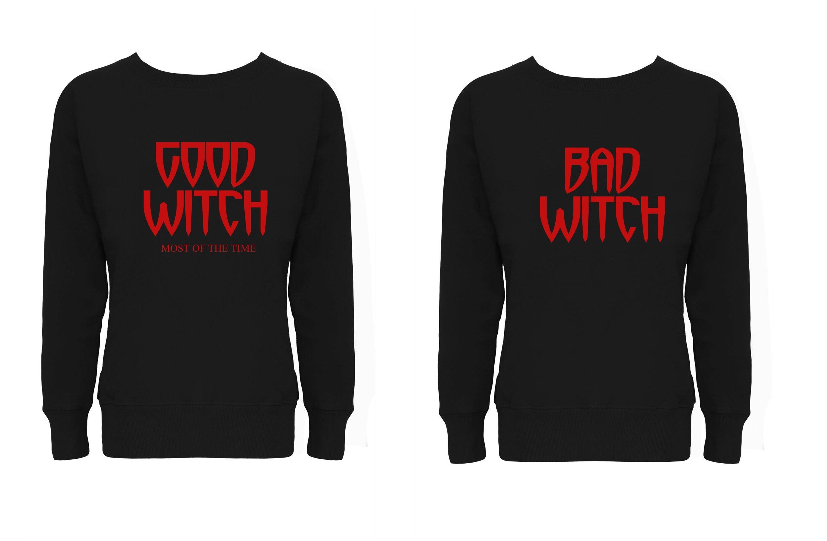 Funny ladies couple matching sweatshirt jumper sweater shirt bff bad witch good witch halloween friend top gift for friends womens