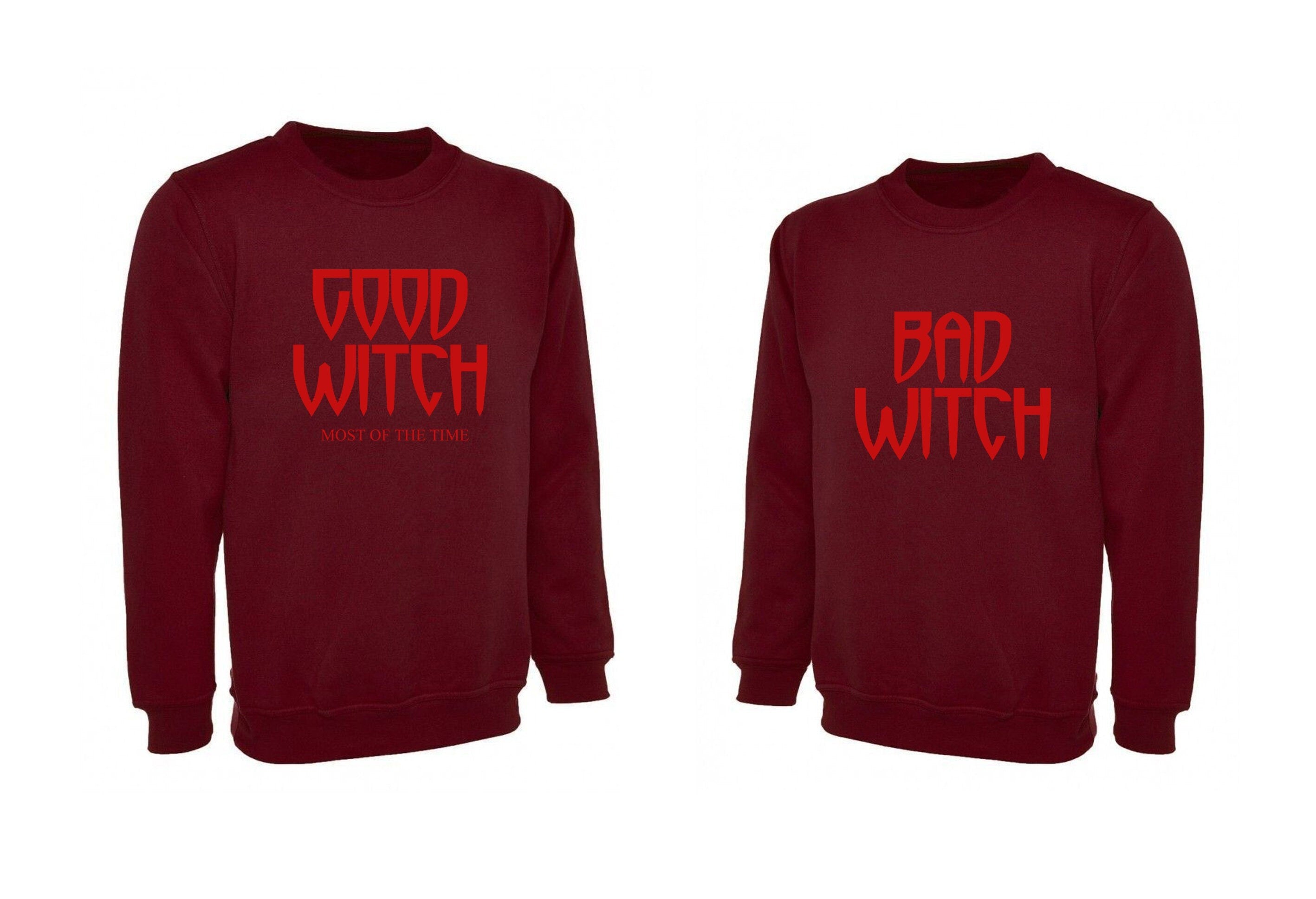 Funny ladies couple matching sweatshirt jumper sweater shirt bff bad witch good witch halloween friend top gift for friends womens