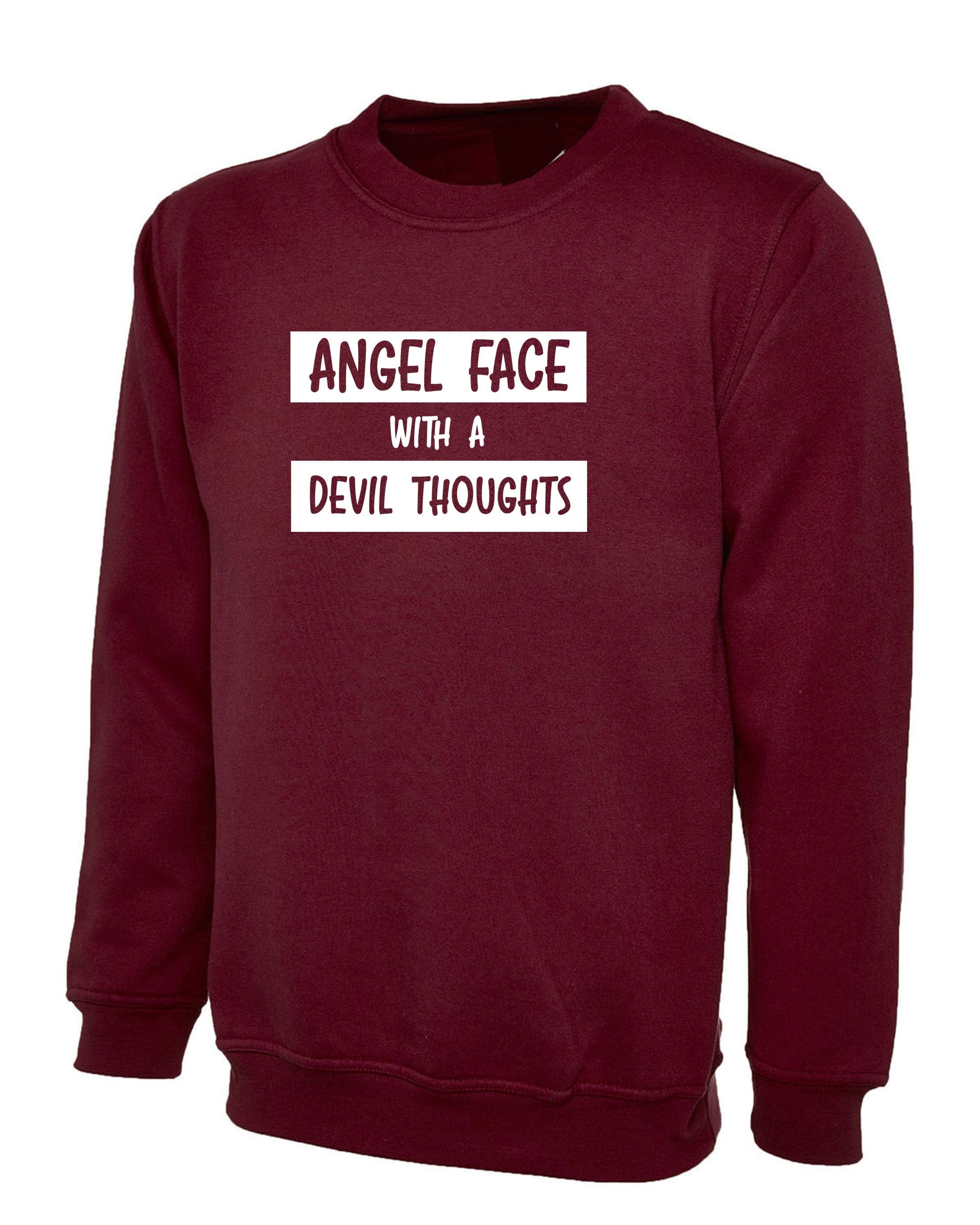 Ladies angel with devil thoughts funny sweatshirt jumper sweater shirt christmas birthday gift joke xmas present